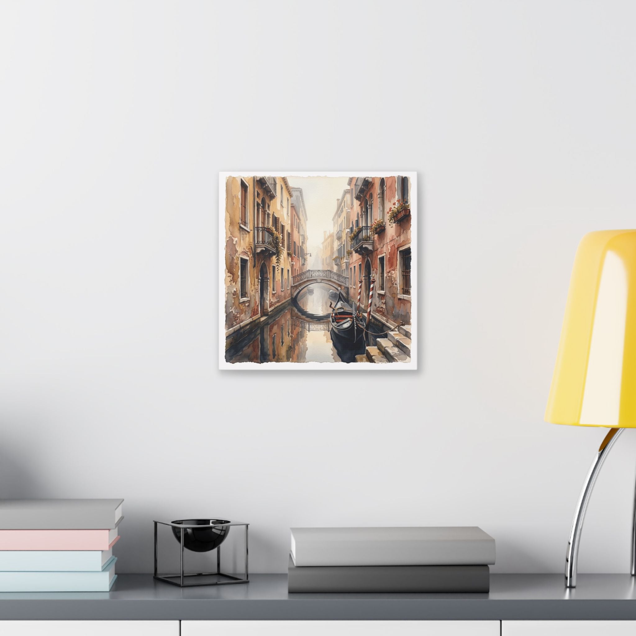 Venetian Canal Watercolor Canvas Print