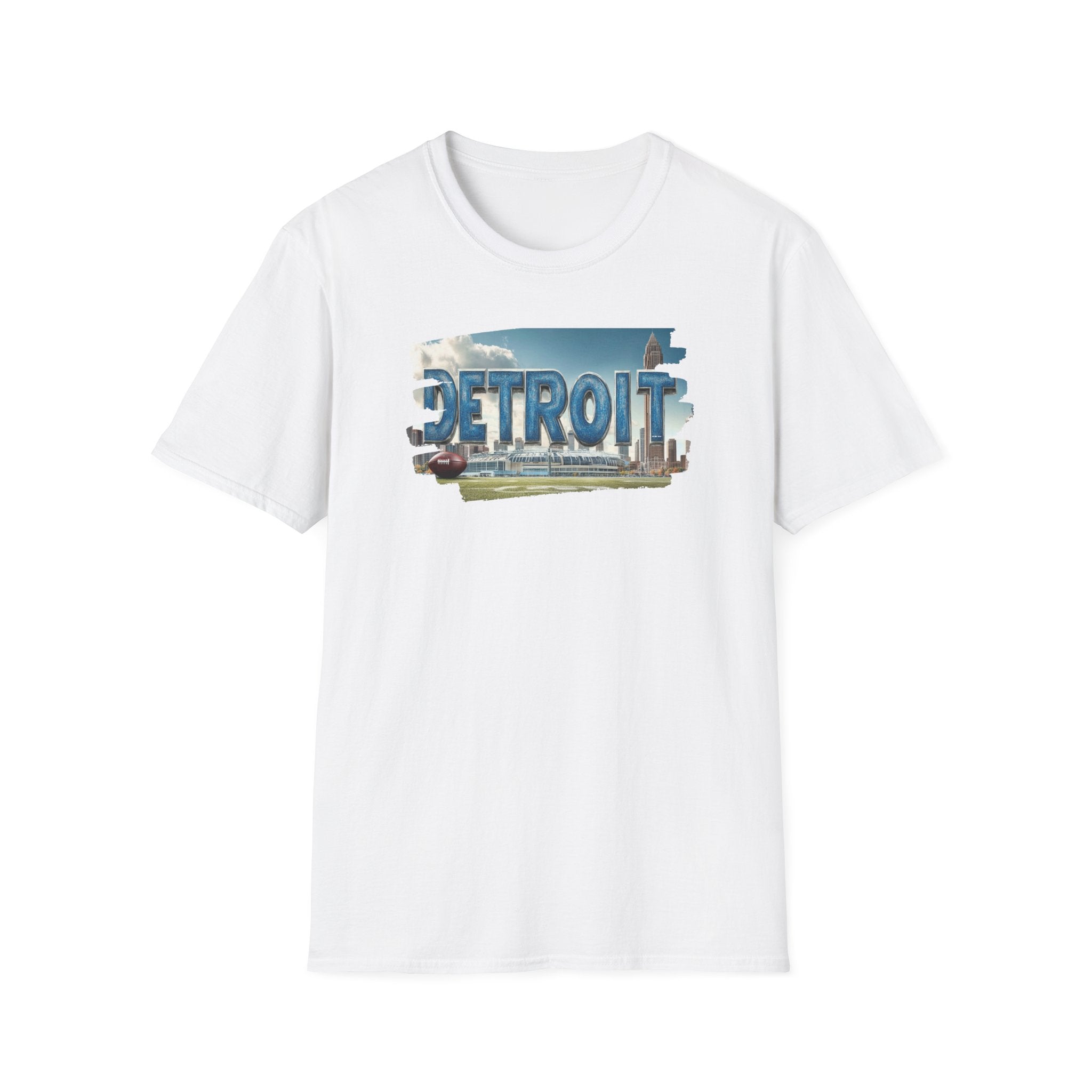 Detroit city skyline brushstroke T-Shirt | Motor City typography