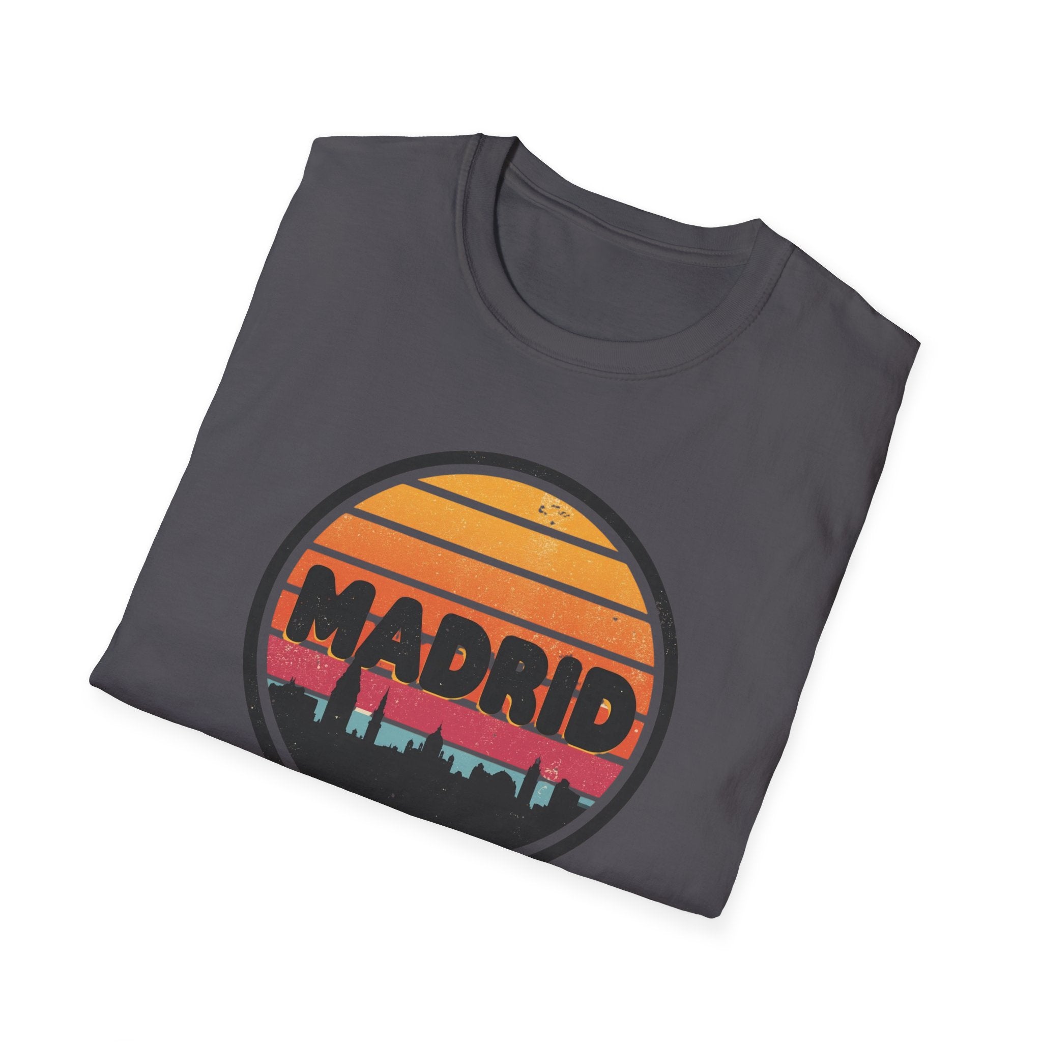 Madrid Skyline T-Shirt — Vintage Sunset Cityscape Tee