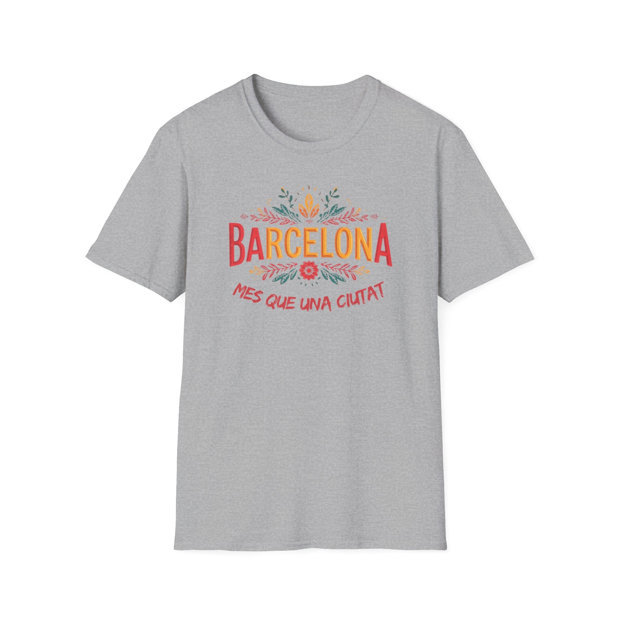 Barcelona floral script T-Shirt | Més que una ciutat, Catalonia travel tee