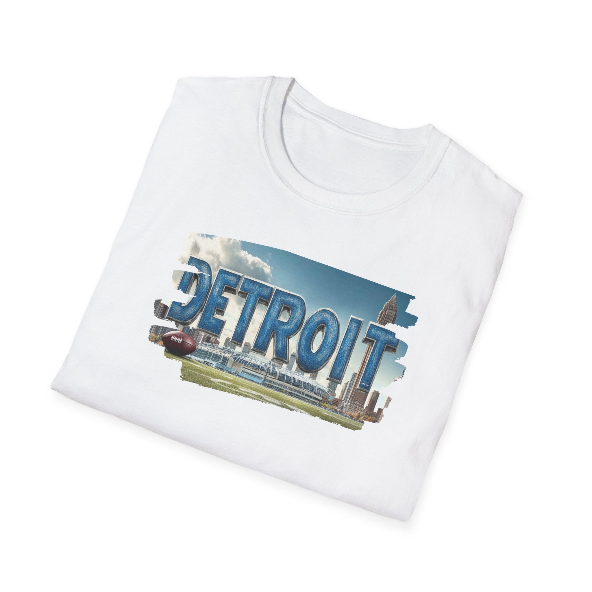 Detroit city skyline brushstroke T-Shirt | Motor City typography