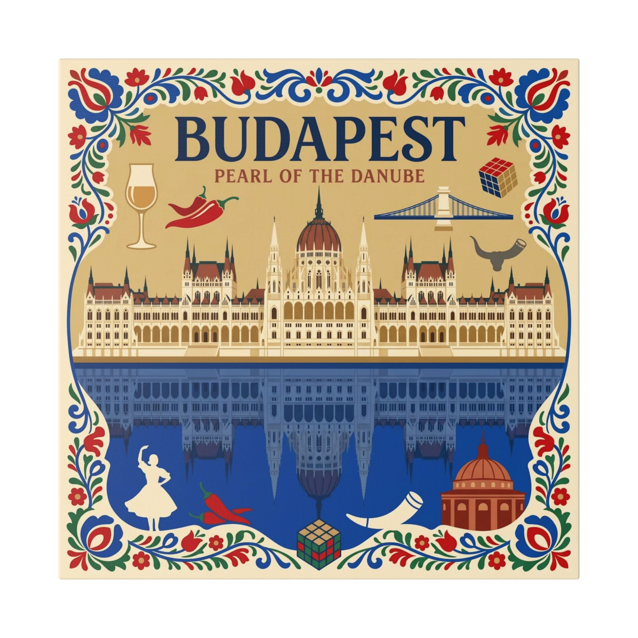 Budapest Pearl of the Danube Stretched Canvas Wall Art