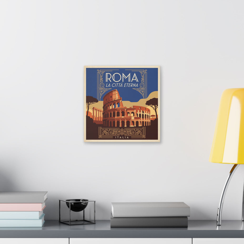 Rome Colosseum Stretched Canvas - 'ROMA La Città Eterna' Vintage Travel Art