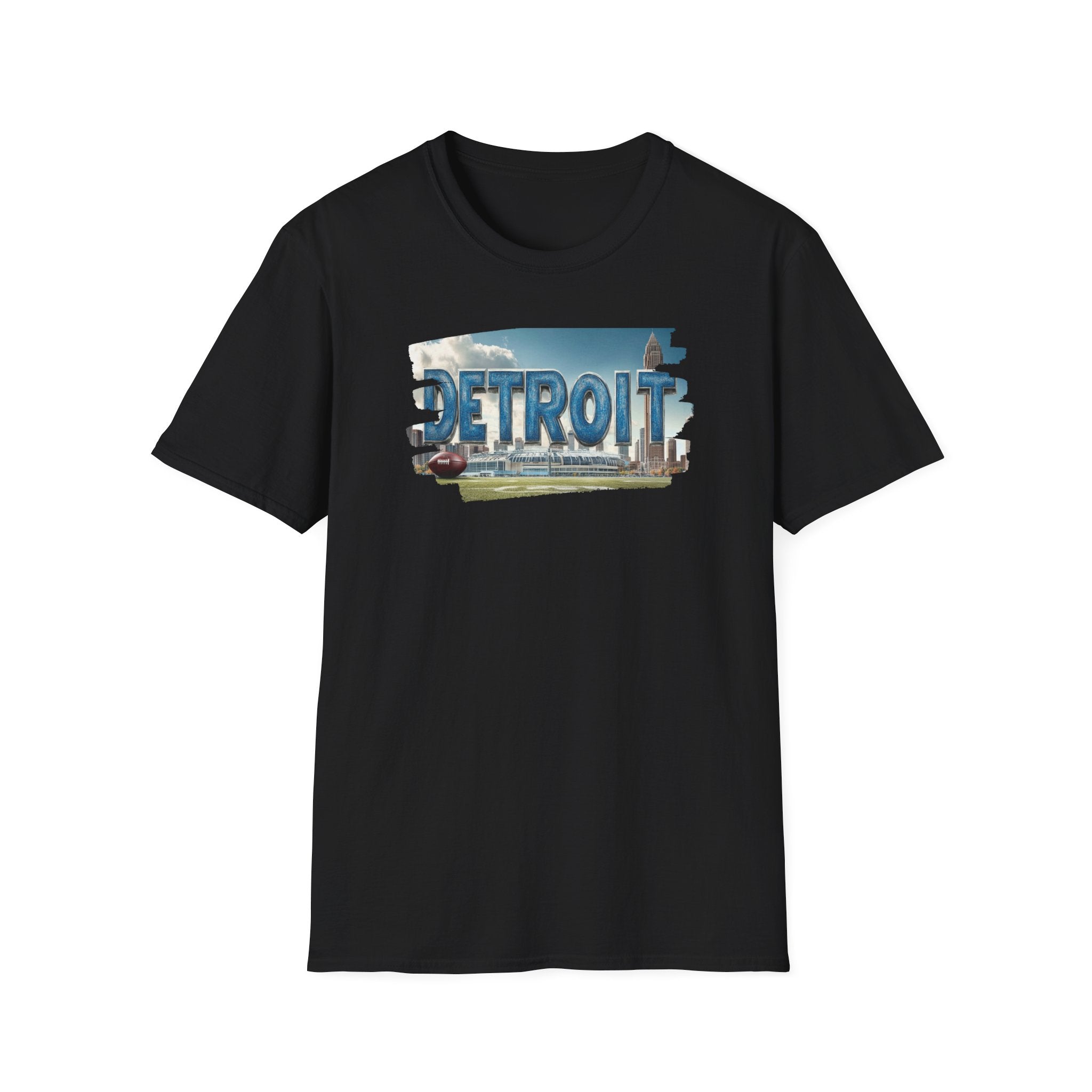 Detroit city skyline brushstroke T-Shirt | Motor City typography