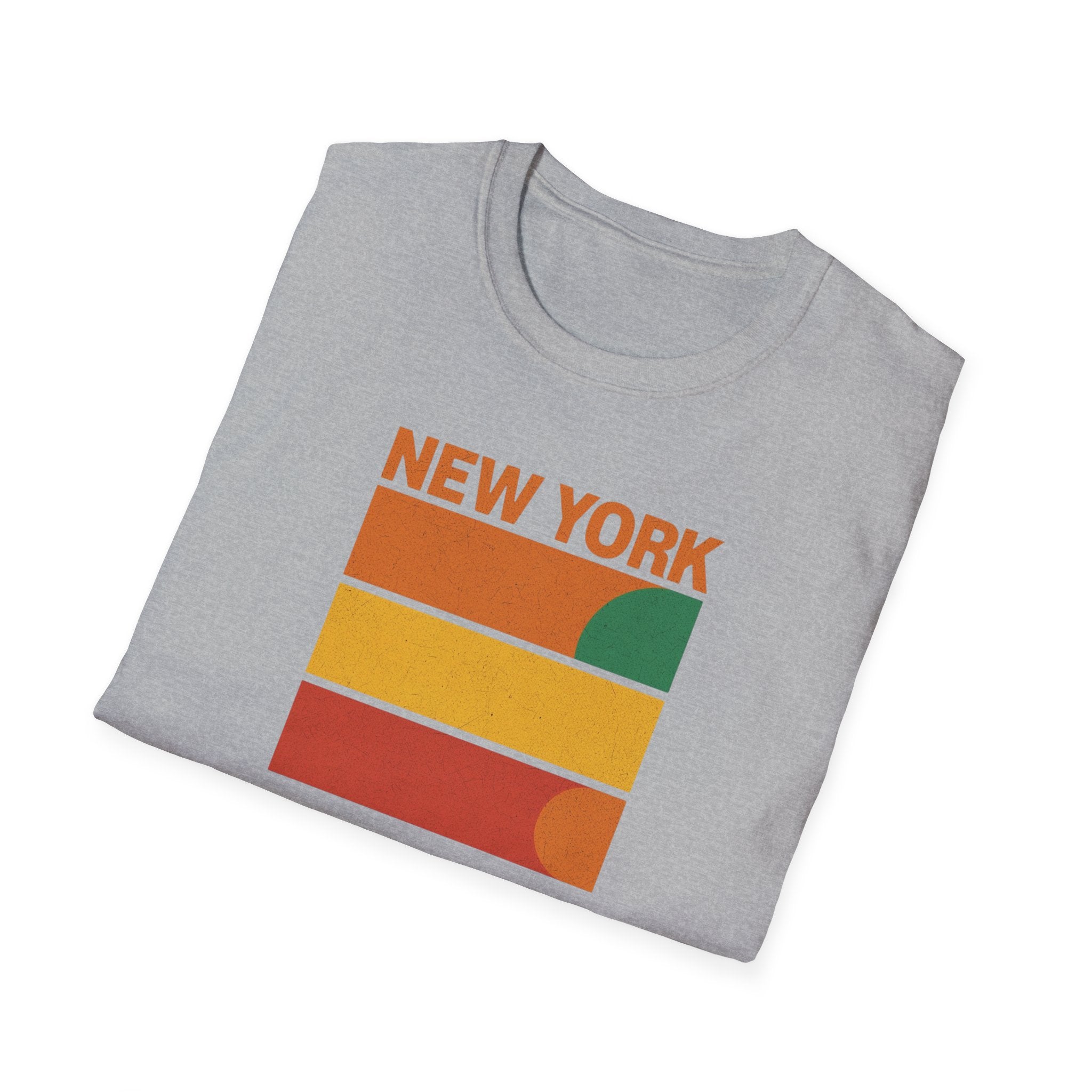 New York Sunset T-Shirt | Retro Stripes City Graphic
