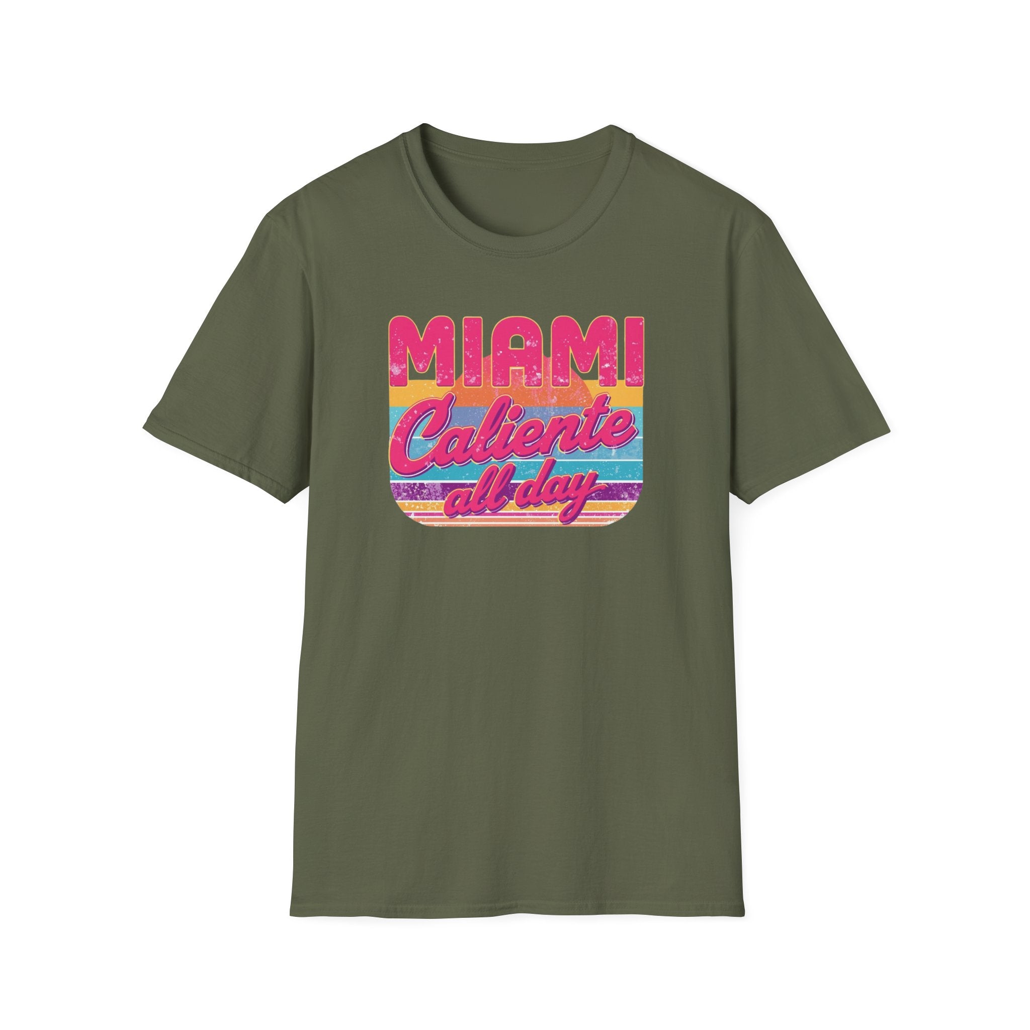 Miami Caliente All Day T-Shirt — Retro Sunset Vacation Tee