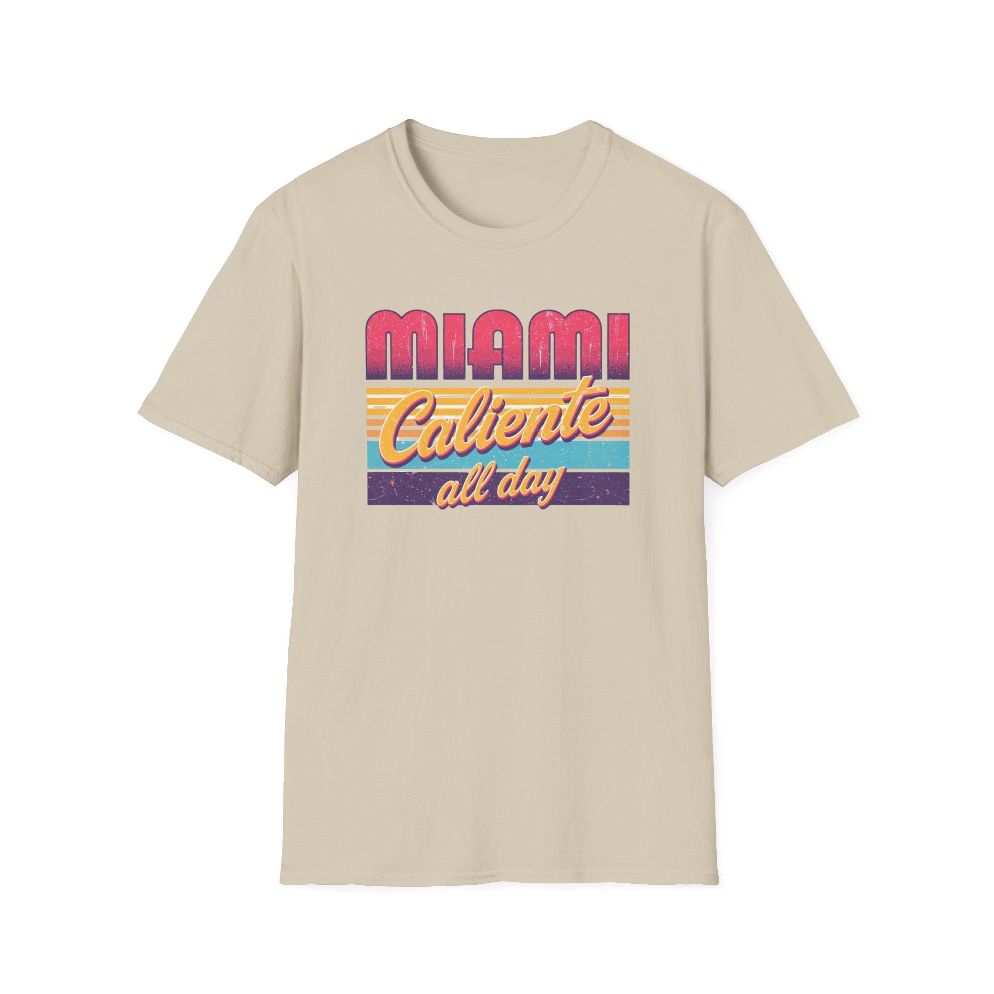 Miami Caliente All Day T-Shirt — Retro Sunset Vacation Tee
