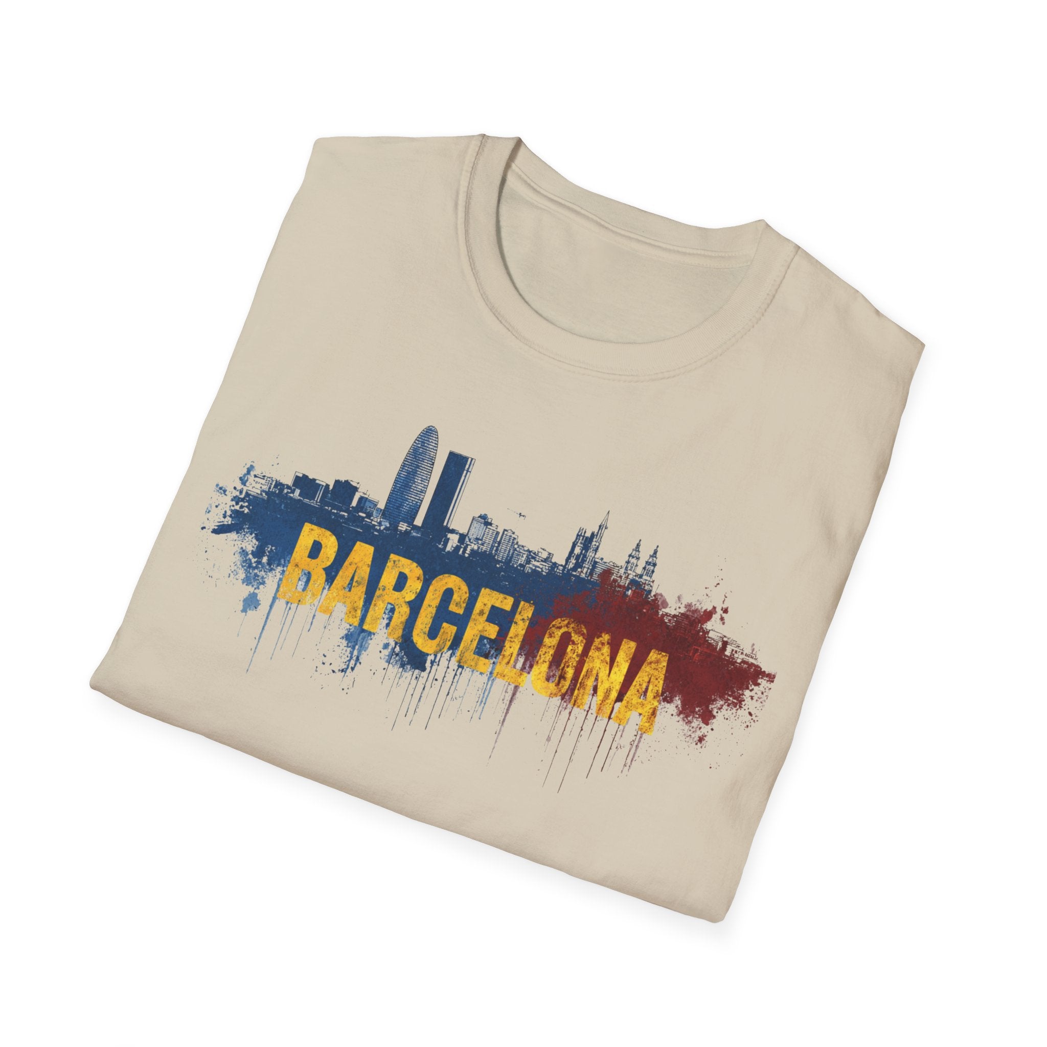 Barcelona skyline paint splash T-Shirt | Spanish city travel tee