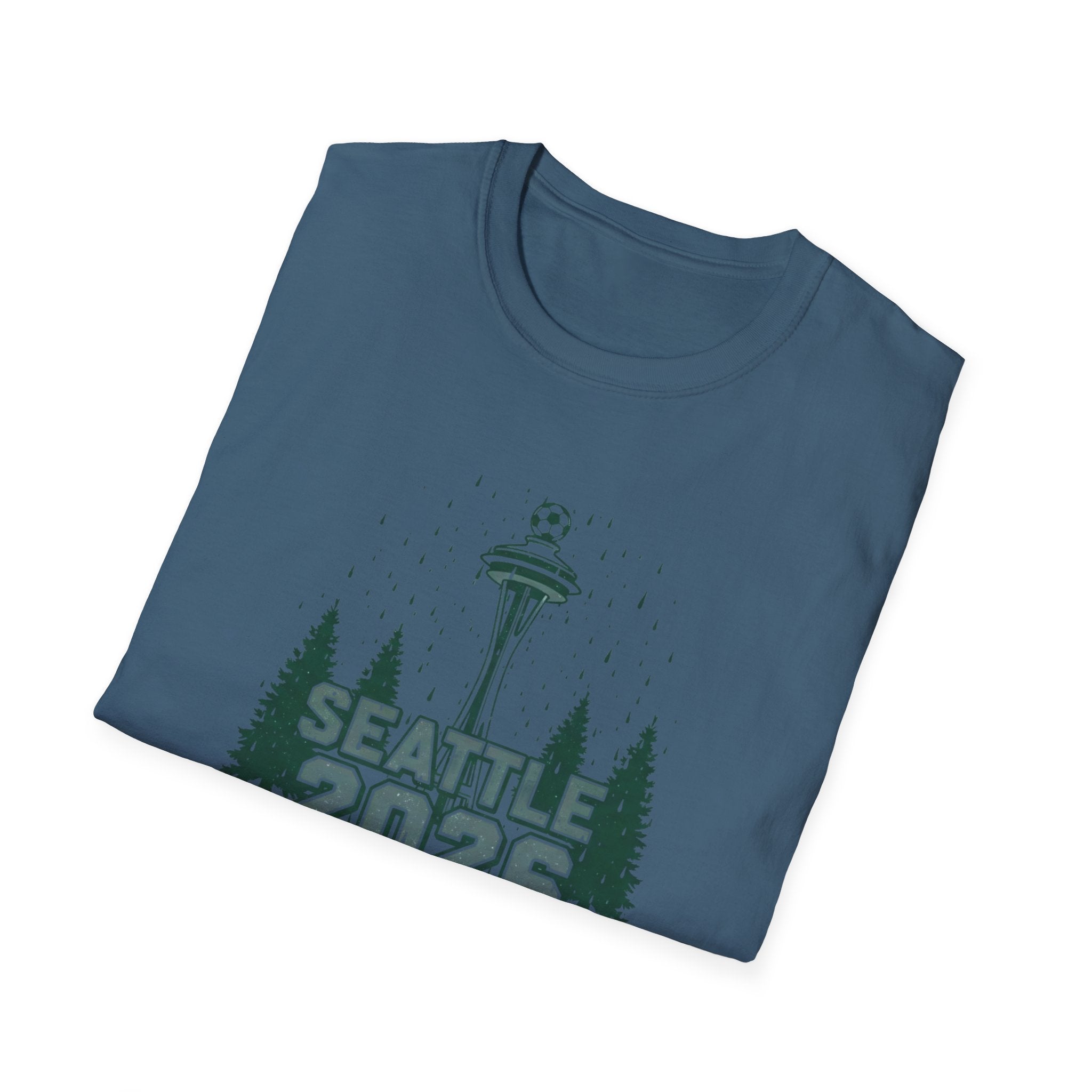 Seattle 2026 Souvenir T-Shirt — Space Needle & Pine Trees Travel Tee