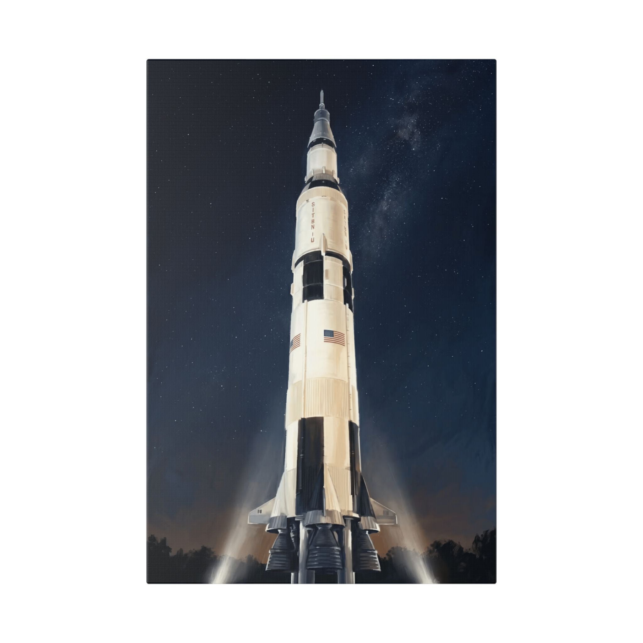 Saturn V Rocket Stretched Canvas - Vintage Space Launch Wall Art