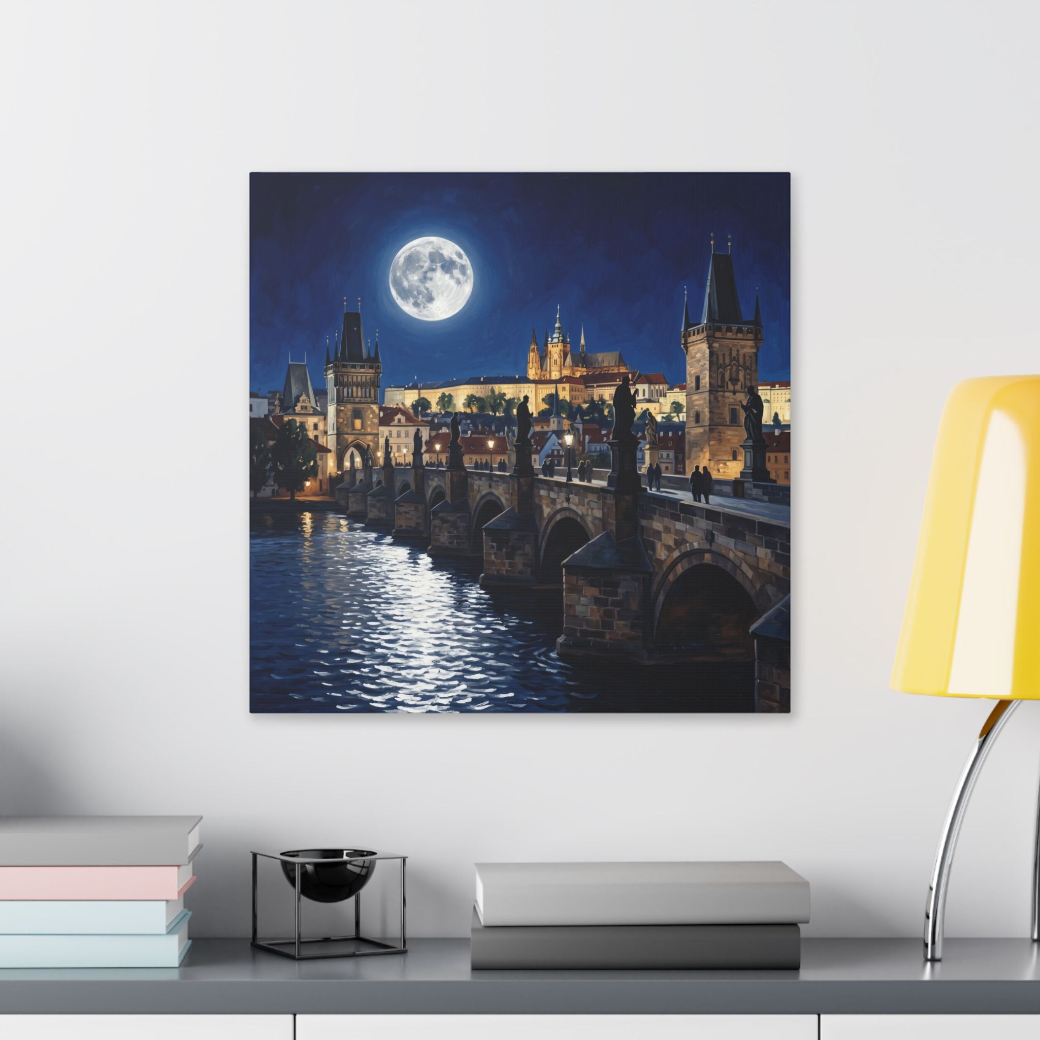 Prague Moonlit Bridge Canvas