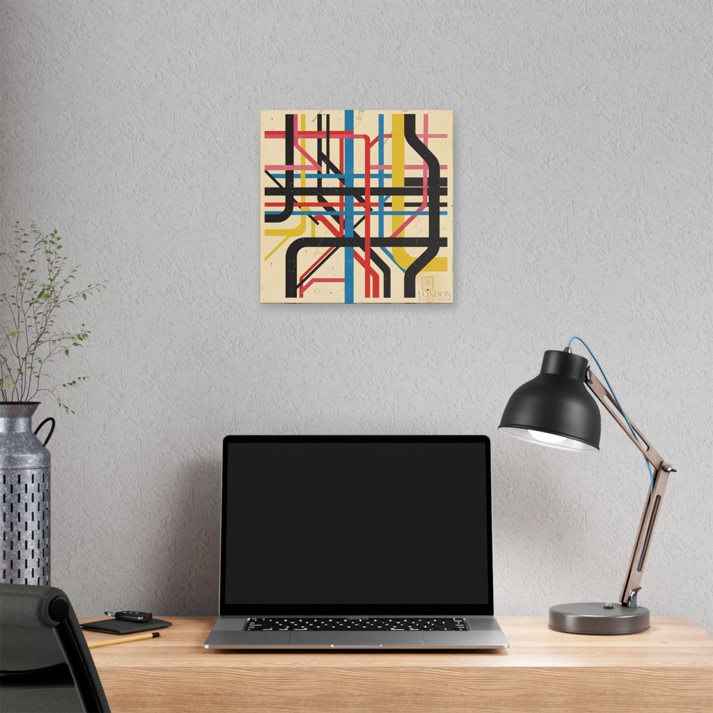 London Subway Map Art Canvas — Retro Abstract Transit Wall Decor