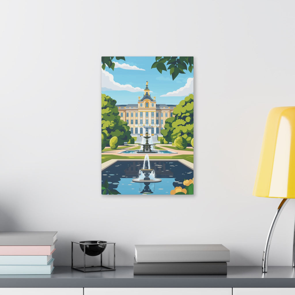Munich Nymphenburg Palace Facade and Garden Fountain - Classic Stretched Canvas Art