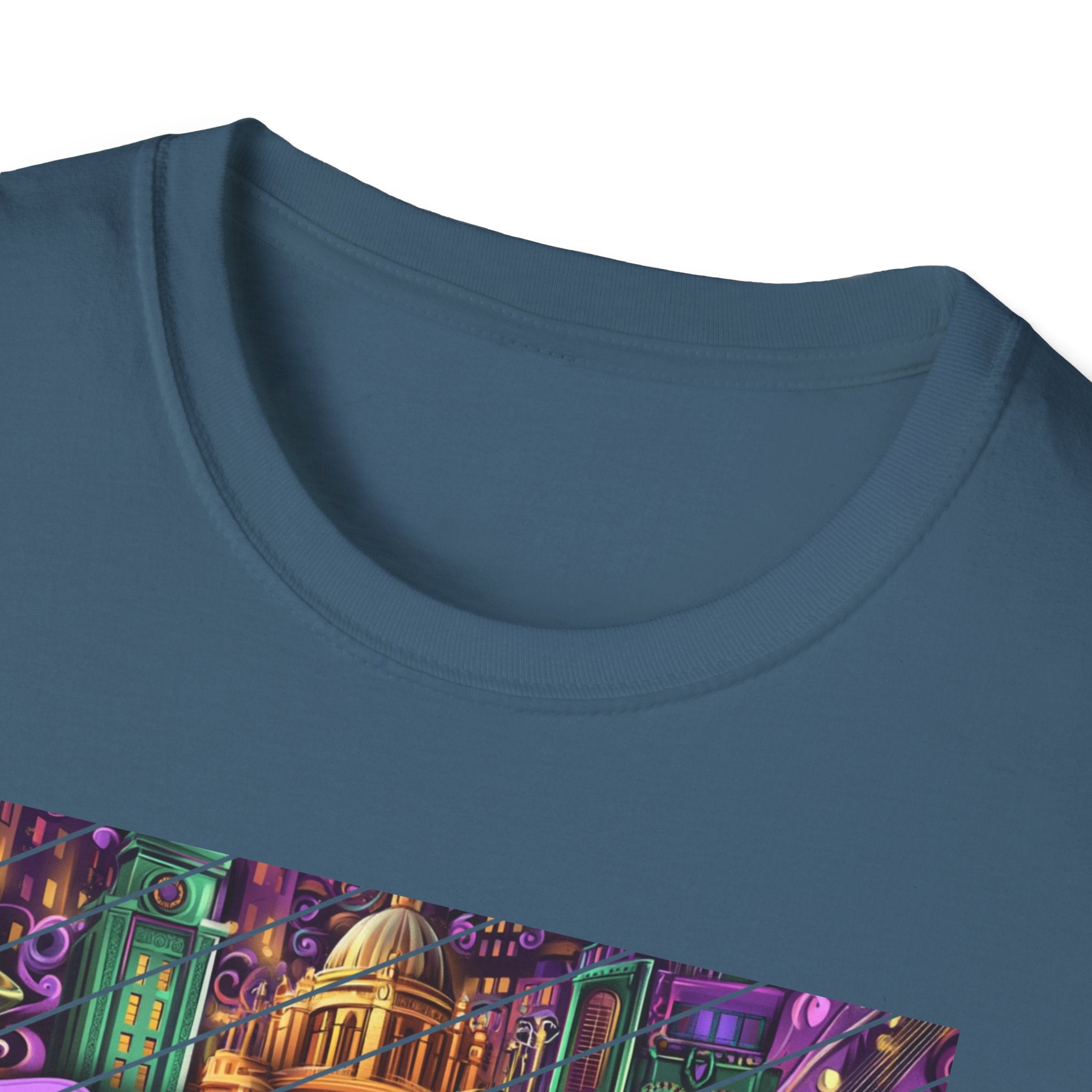 Belfast Neon Script T-Shirt | Retro Rainbow Stripes