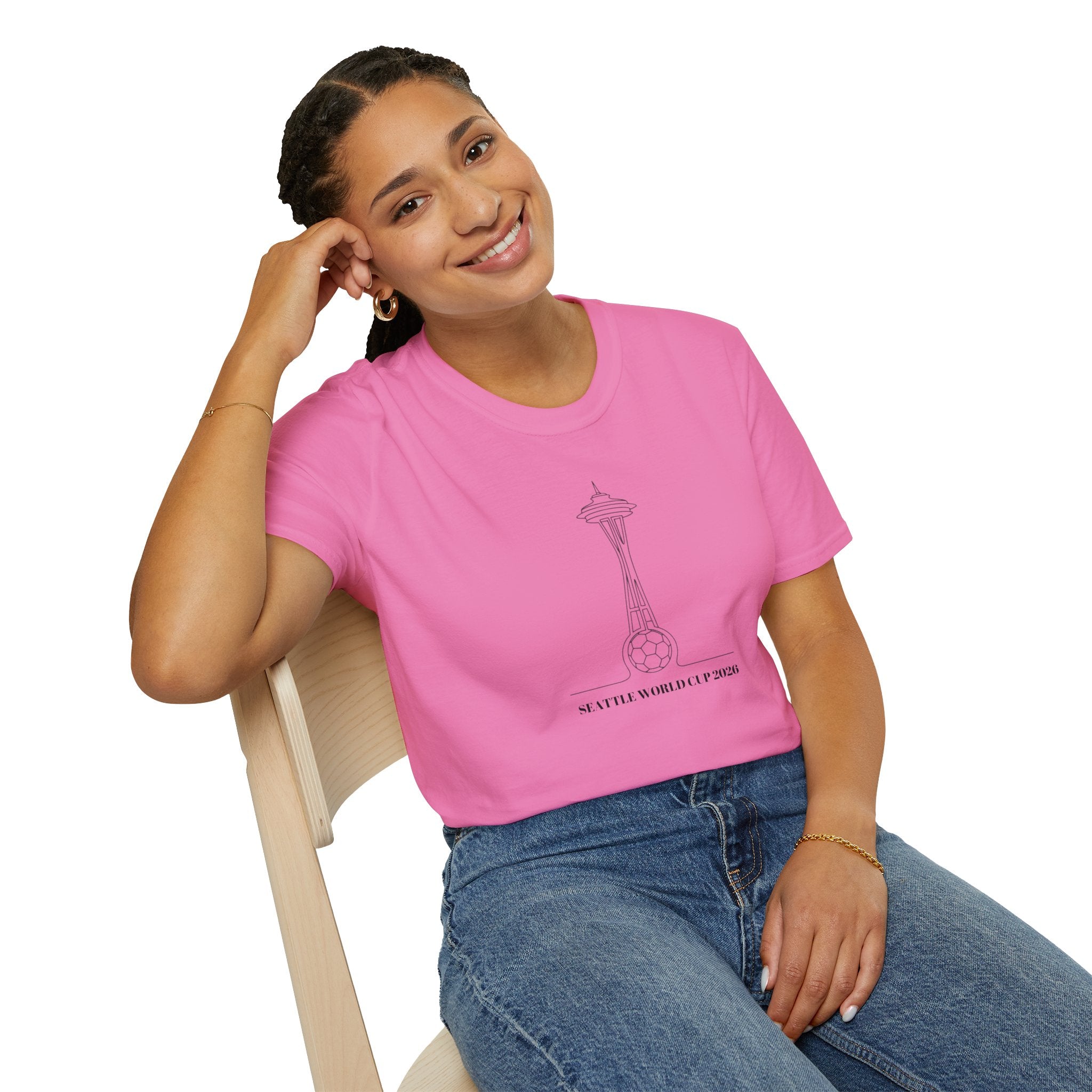 Seattle Space Needle Sketch T-Shirt — Minimalist 'Seattle World Cup 2026' Souvenir Tee