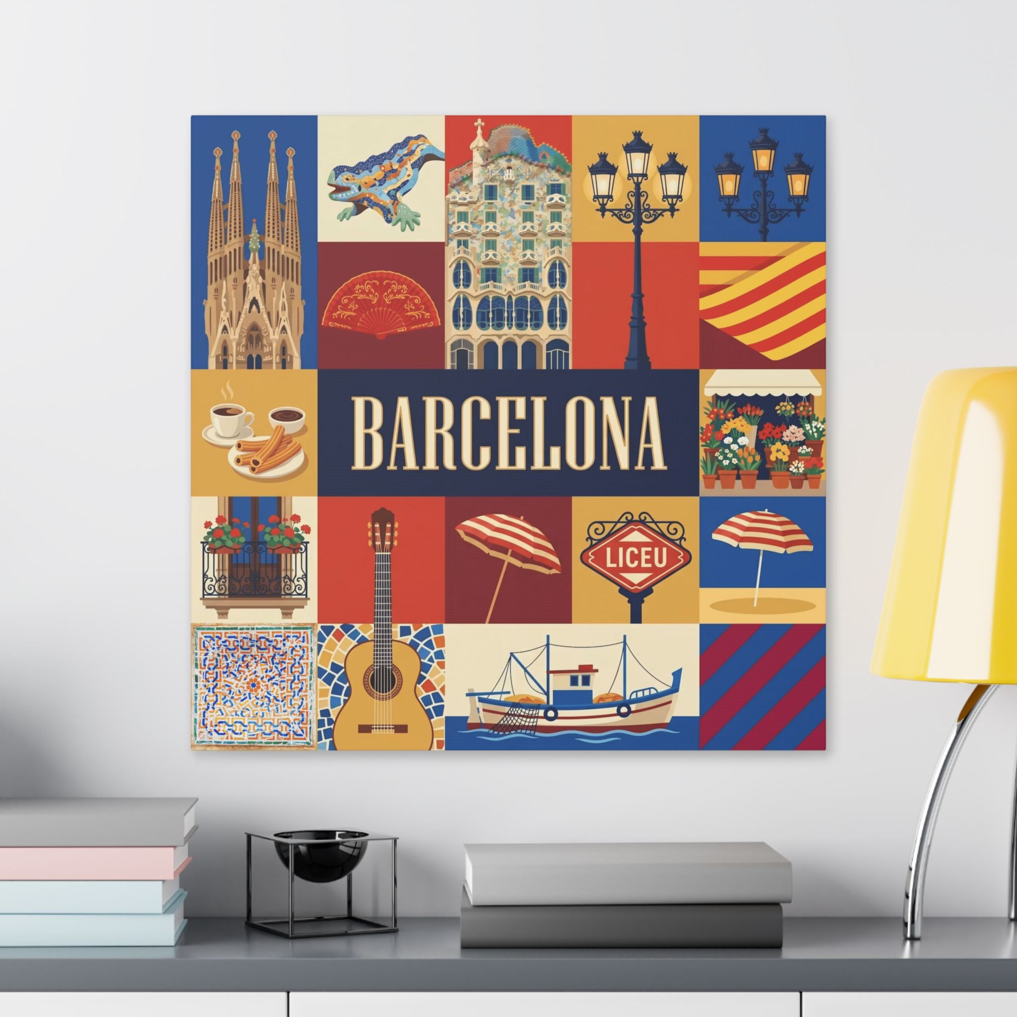 Barcelona Travel Collage Canvas