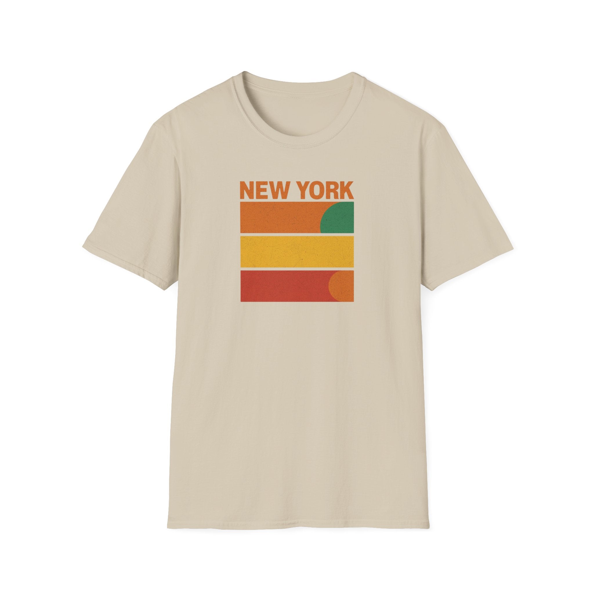 New York Sunset T-Shirt | Retro Stripes City Graphic