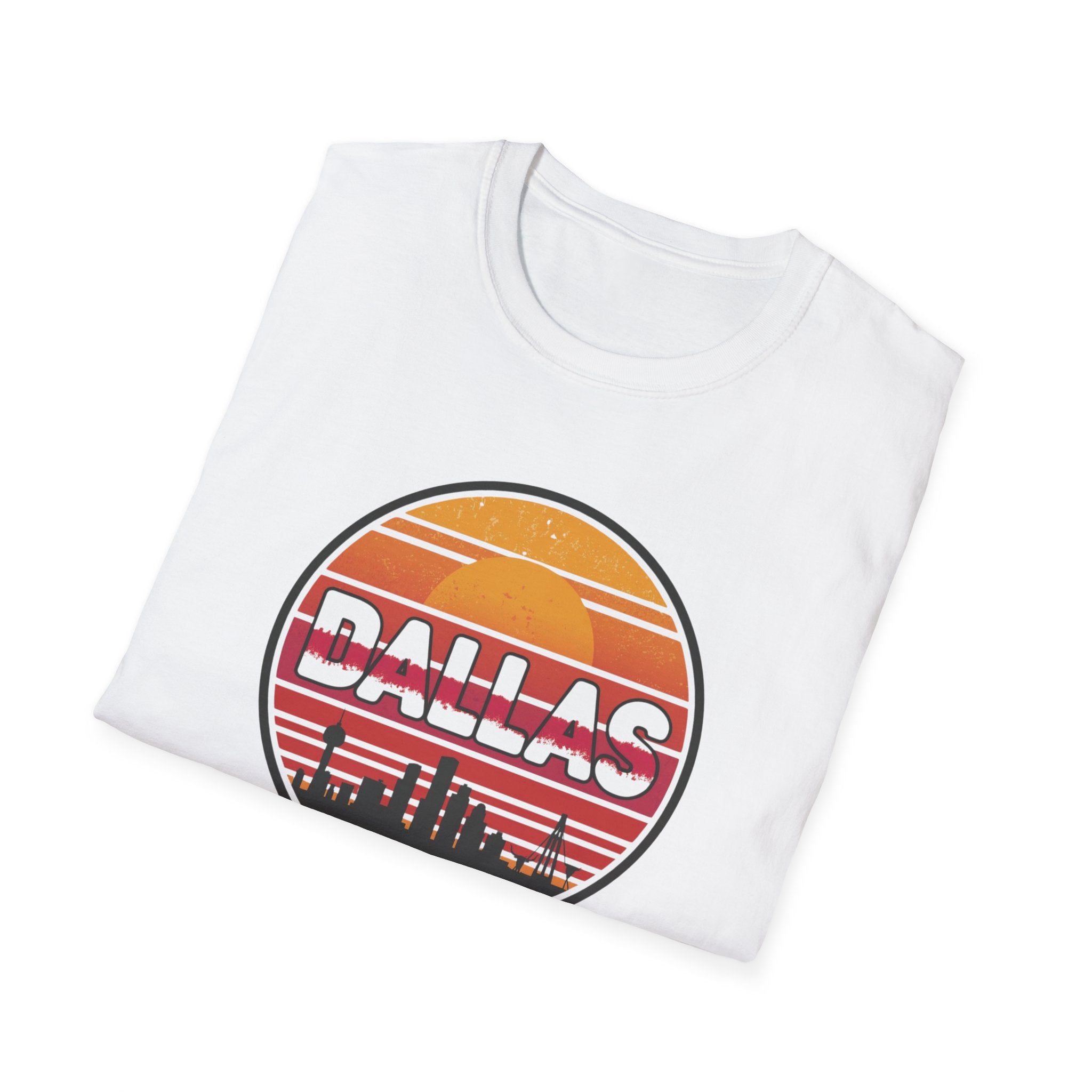 Dallas Sunset Skyline T‑Shirt — Retro Cityscape Tee