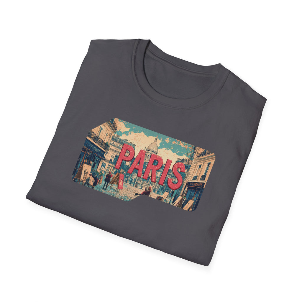 Paris Retro Street Scene T-Shirt | Vintage Parisian Graphic