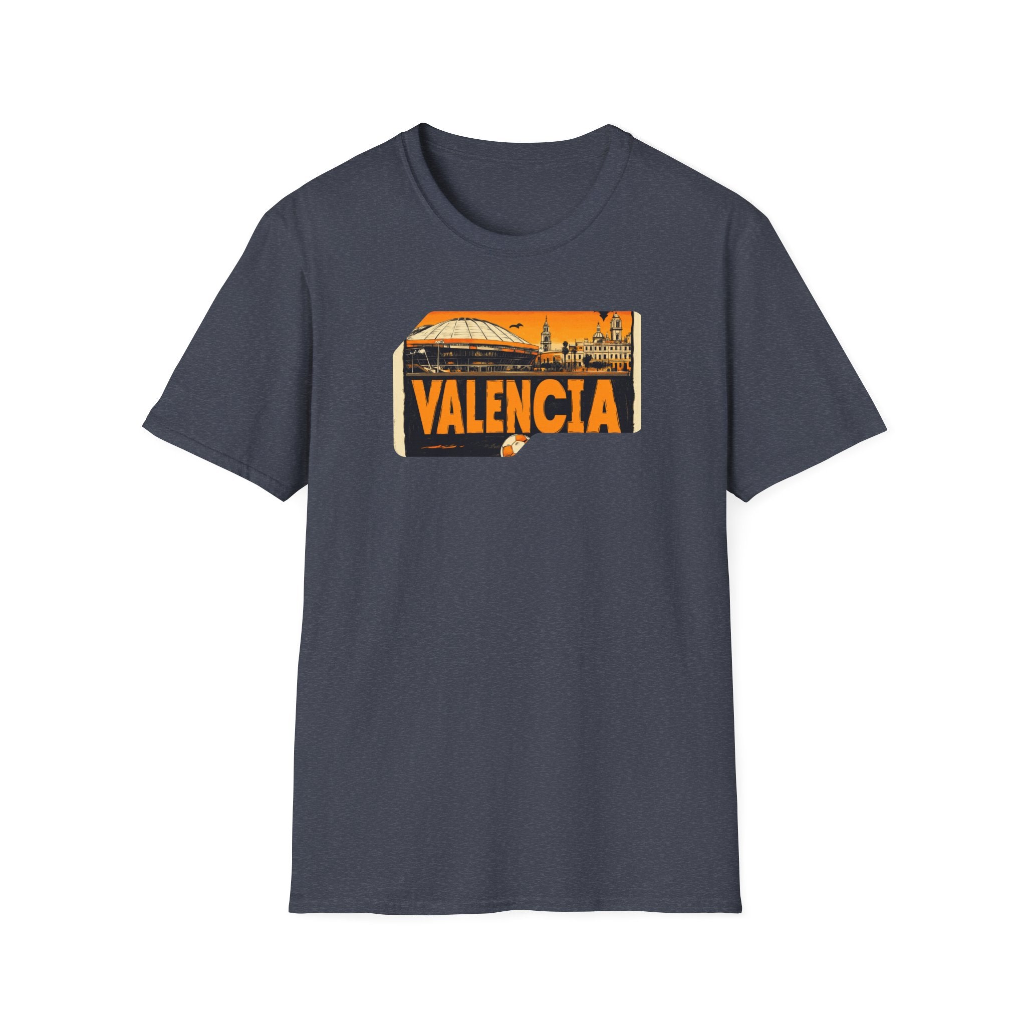 Valencia postcard skyline T-Shirt | Retro cityscape, orange sunset