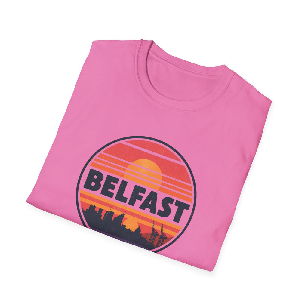 Belfast Sunset T-Shirt — Retro Skyline Graphic Tee