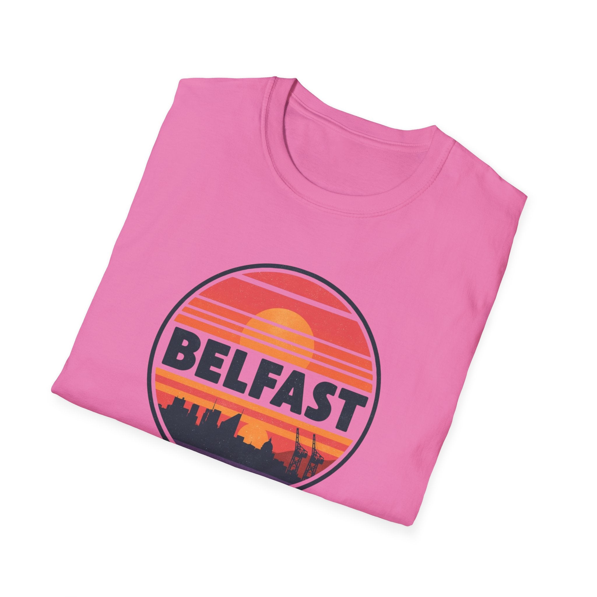 Belfast Sunset T-Shirt — Retro Skyline Graphic Tee
