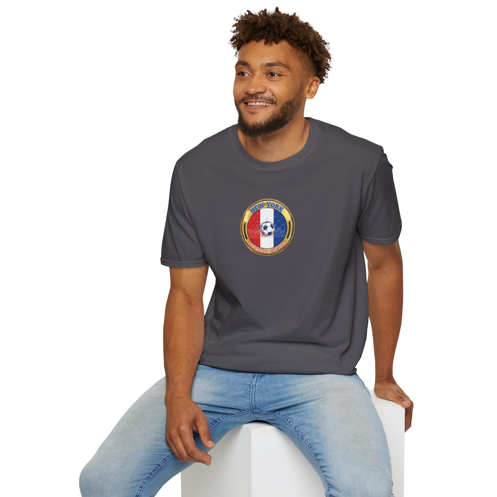 New York Host City World Cup 2026 Soccer Crest T-Shirt — Flag Emblem Football Tee