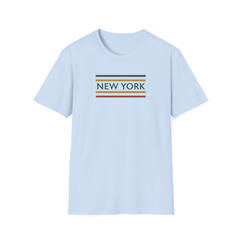 New York Striped Logo T-Shirt | Retro Lines City Design