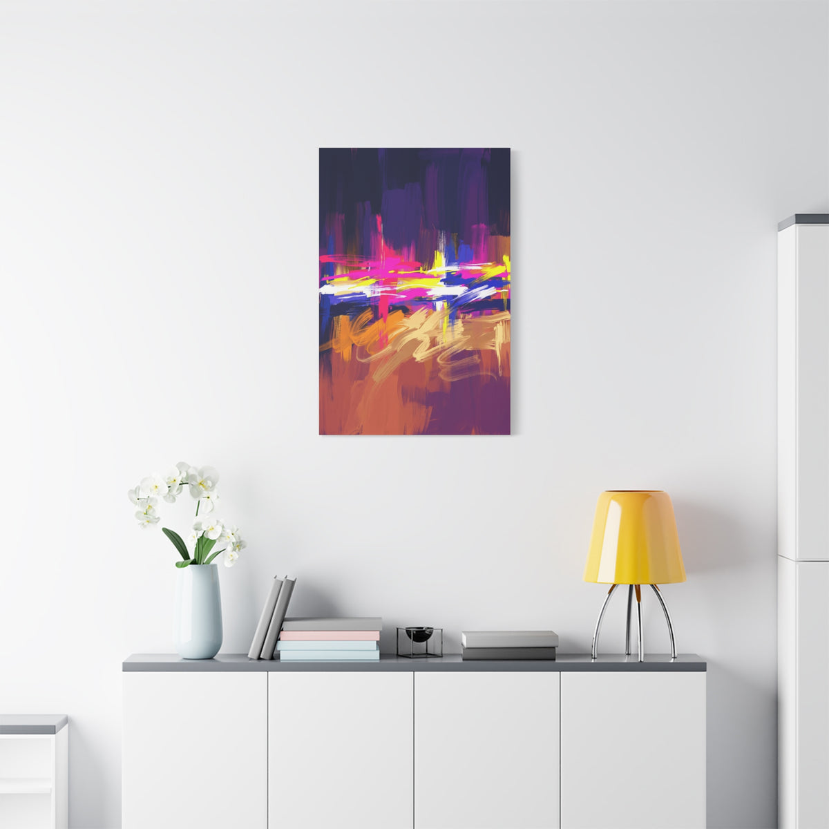 Abstract Neon Horizon inspired by Las Vegas and Mojave Desert contrast Canvas