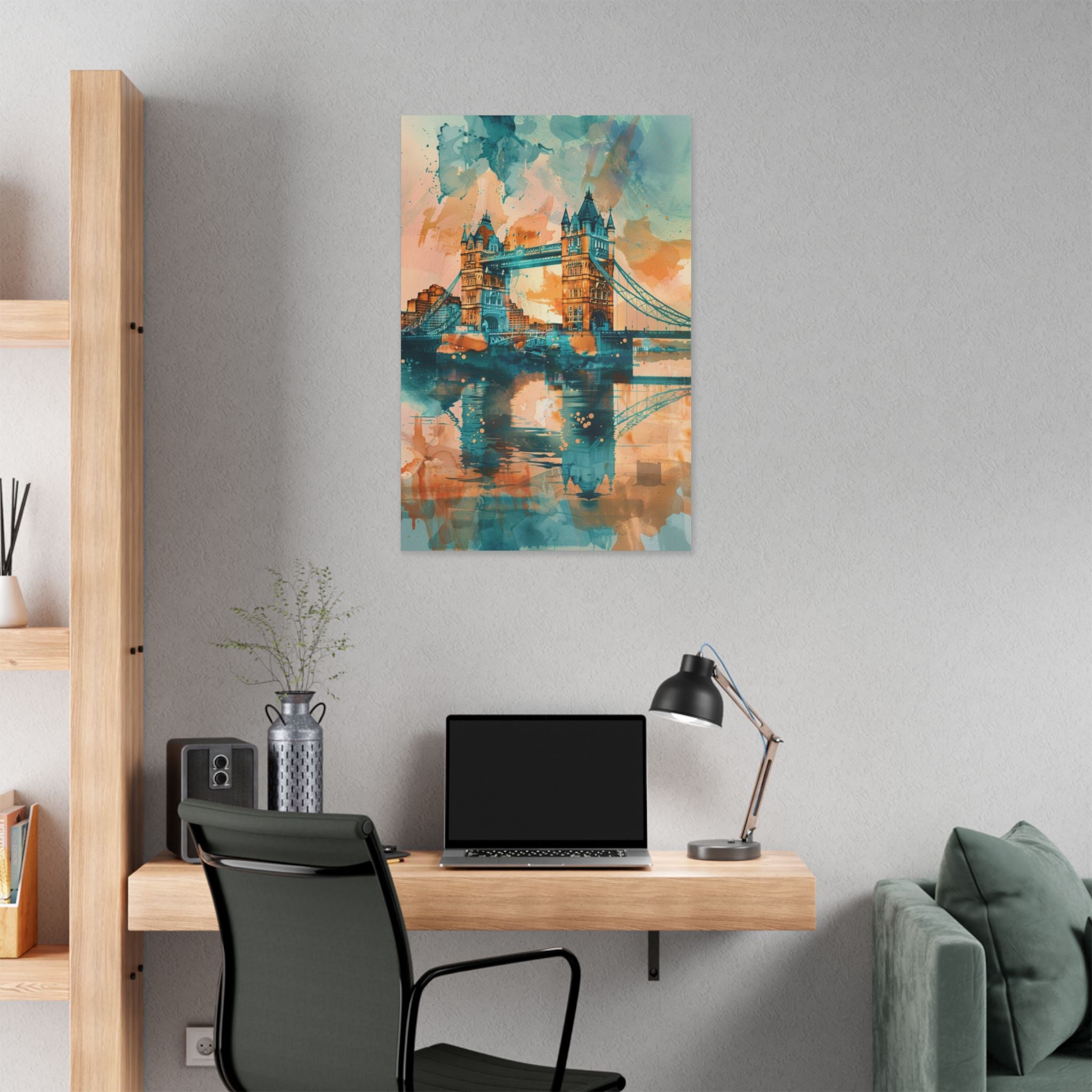 London Tower Bridge Watercolor Canvas Print