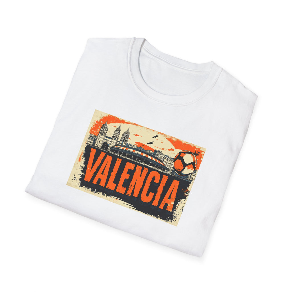 Valencia Vintage Soccer Graphic T-Shirt | City Skyline, Football Art