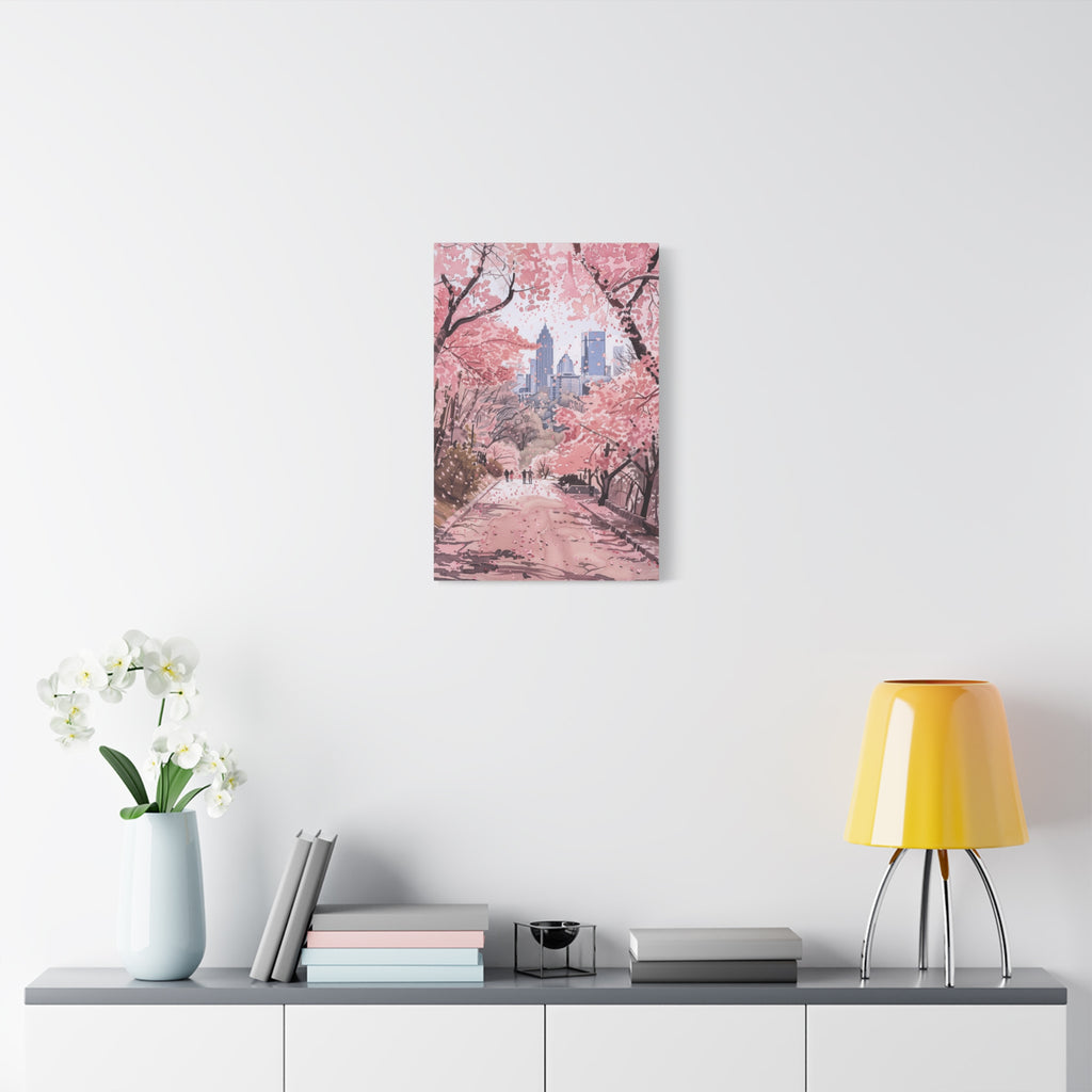 Atlanta Piedmont Park - Georgia - Cherry Blossom Cityscape Canvas - Bank of America Plaza