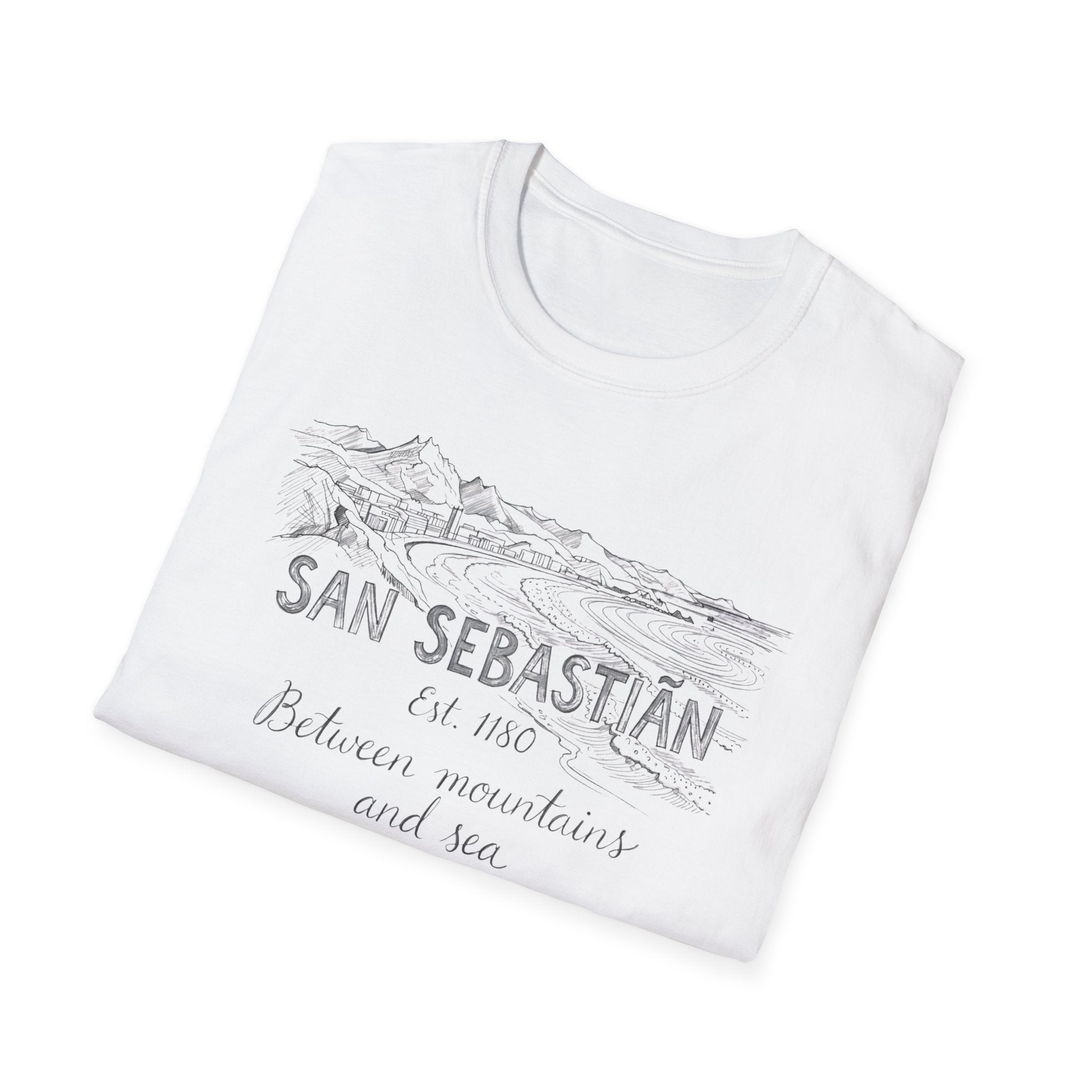 San Sebastián Scenic T-Shirt — Between Mountains and Sea Vintage Travel Tee