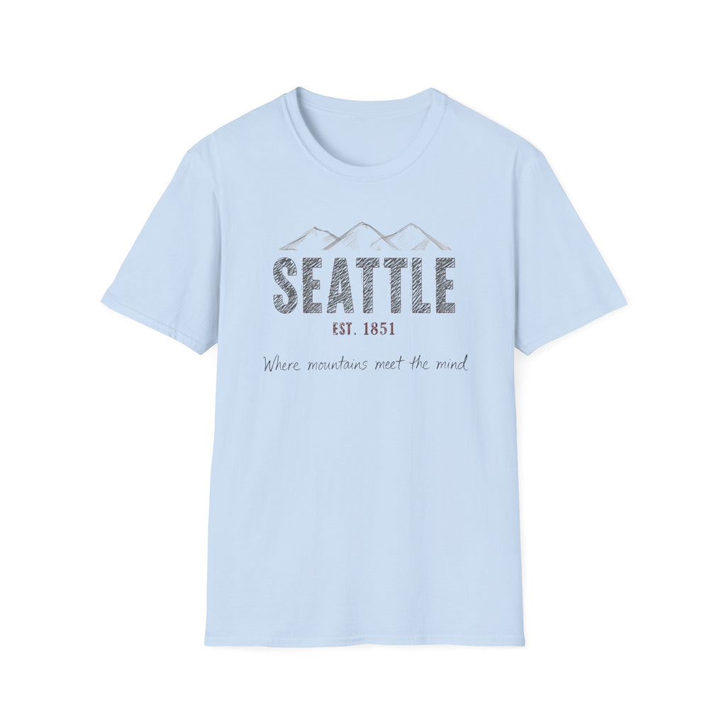 Seattle Mountains T-Shirt — "Where mountains meet the mind" Vintage City Tee