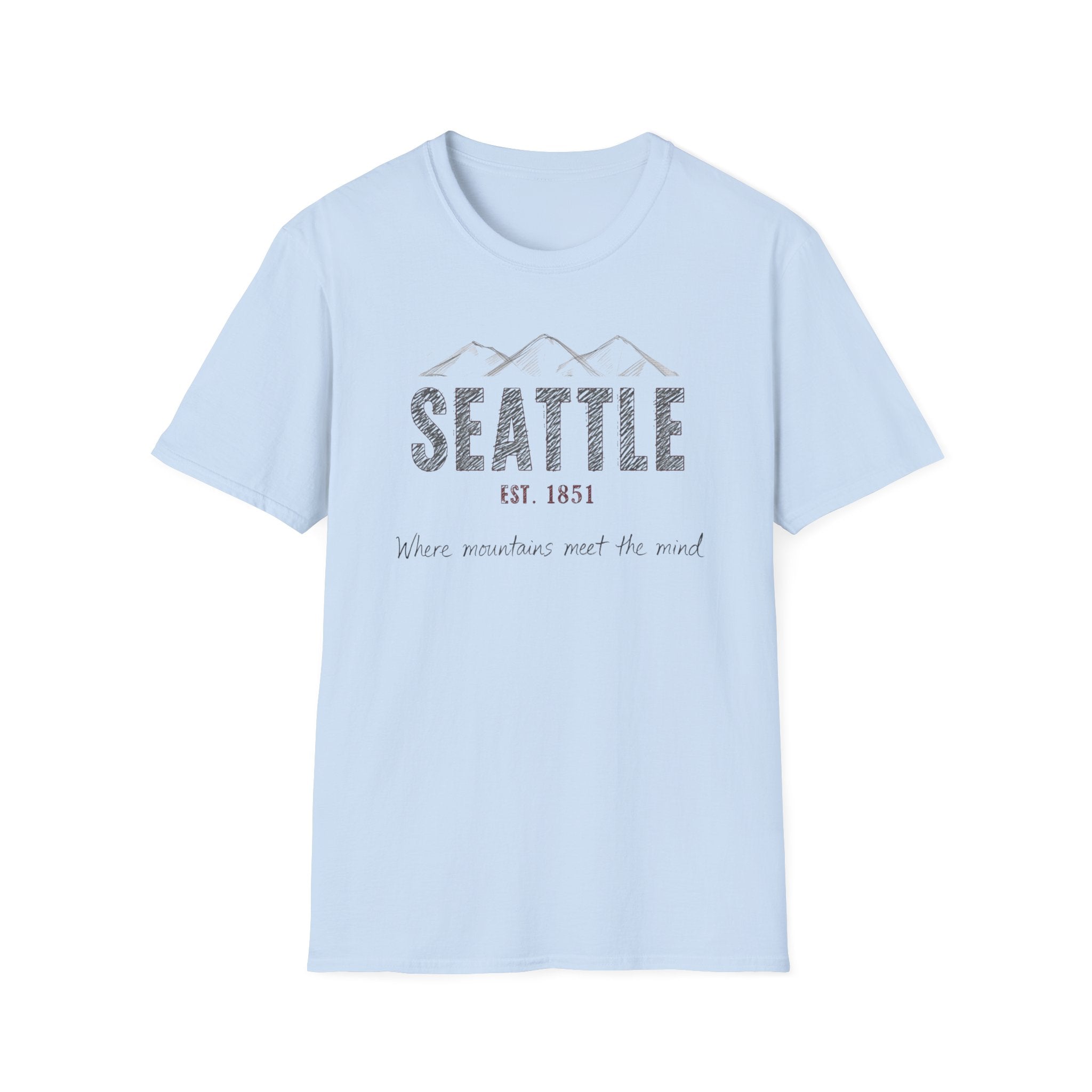 Seattle Mountains T-Shirt — "Where mountains meet the mind" Vintage City Tee