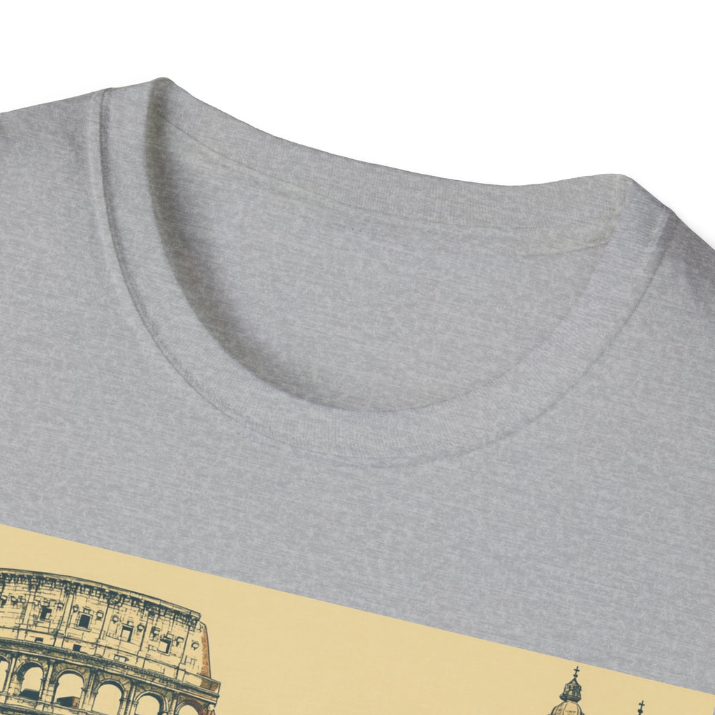 Rome Vintage Scooter T-Shirt | Colosseum Travel Postcard Design