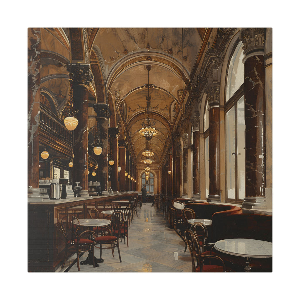Vienna Grand Coffee House - Vintage Café Interior Stretched Canvas Wall Art