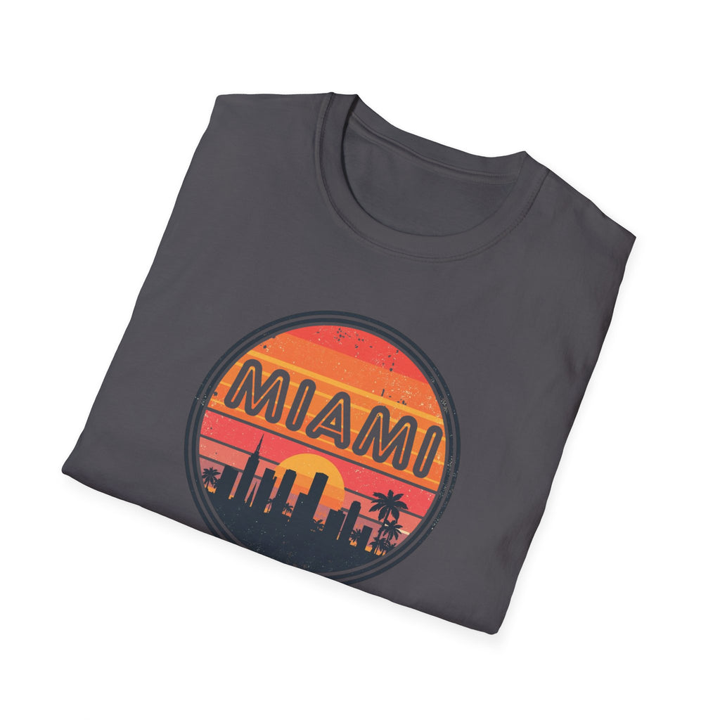 Miami Sunset T‑Shirt — Retro Beach Skyline Tee