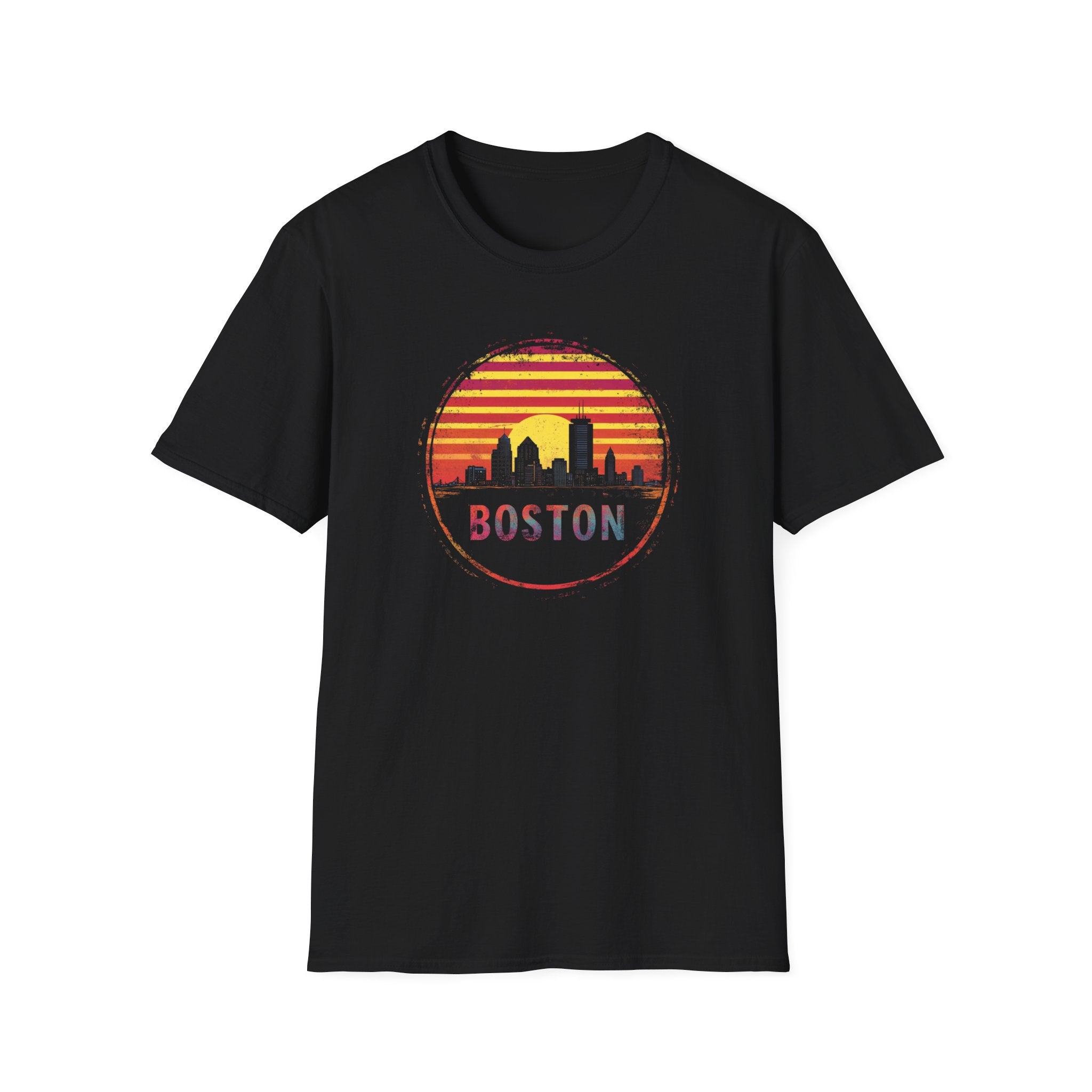 Boston Sunset T-Shirt — Vintage Skyline Retro Tee