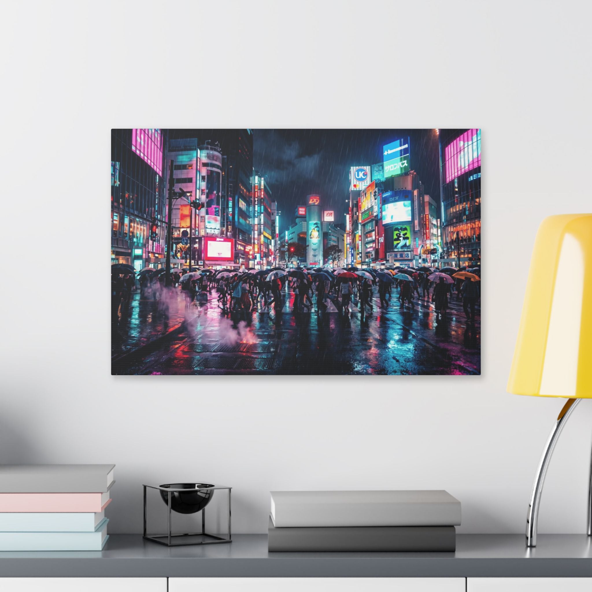 Tokyo Neon City Rainscape Canvas