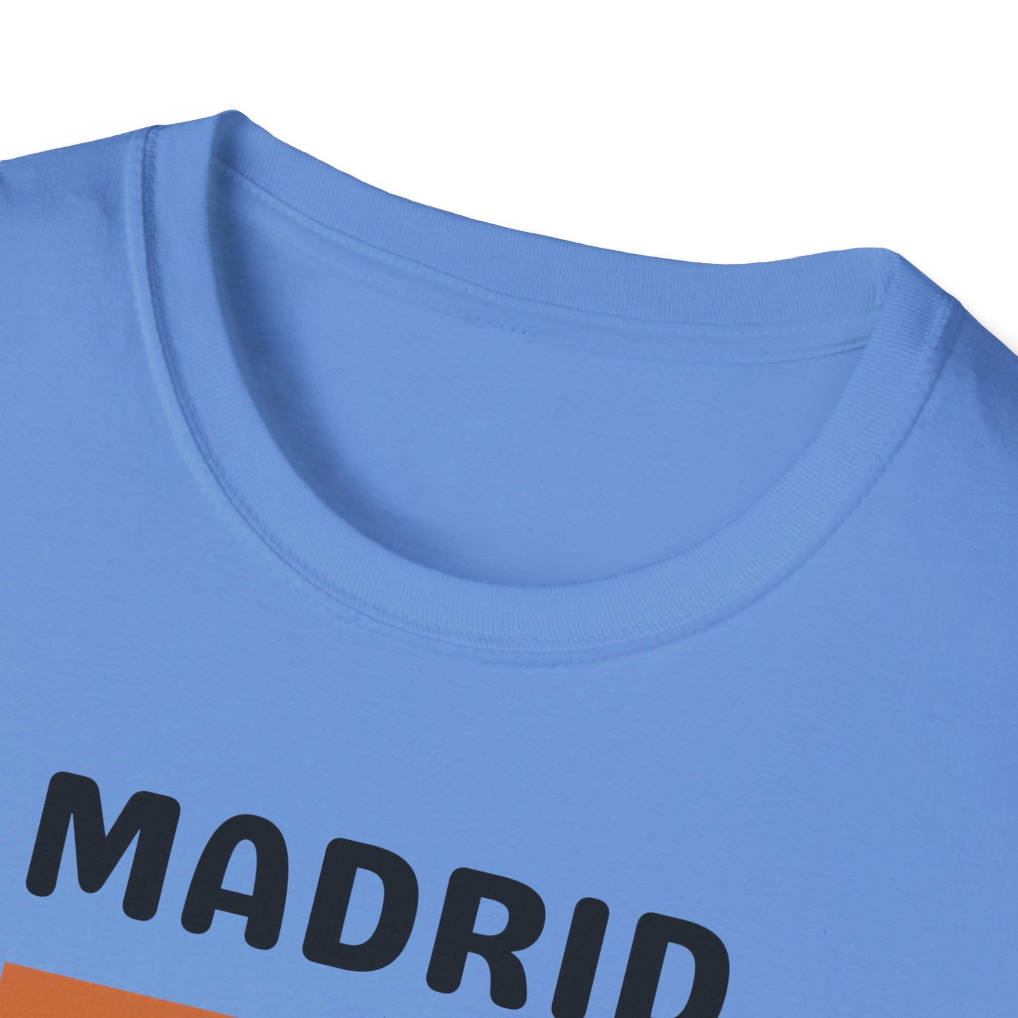 Madrid Retro Stripes T-Shirt | Vintage City Typography, Earth Tone Bars
