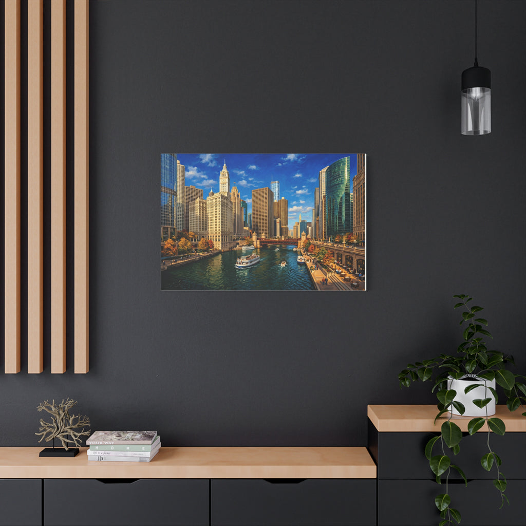 Chicago Riverwalk Canvas Print — Scenic Cityscape Wall Art