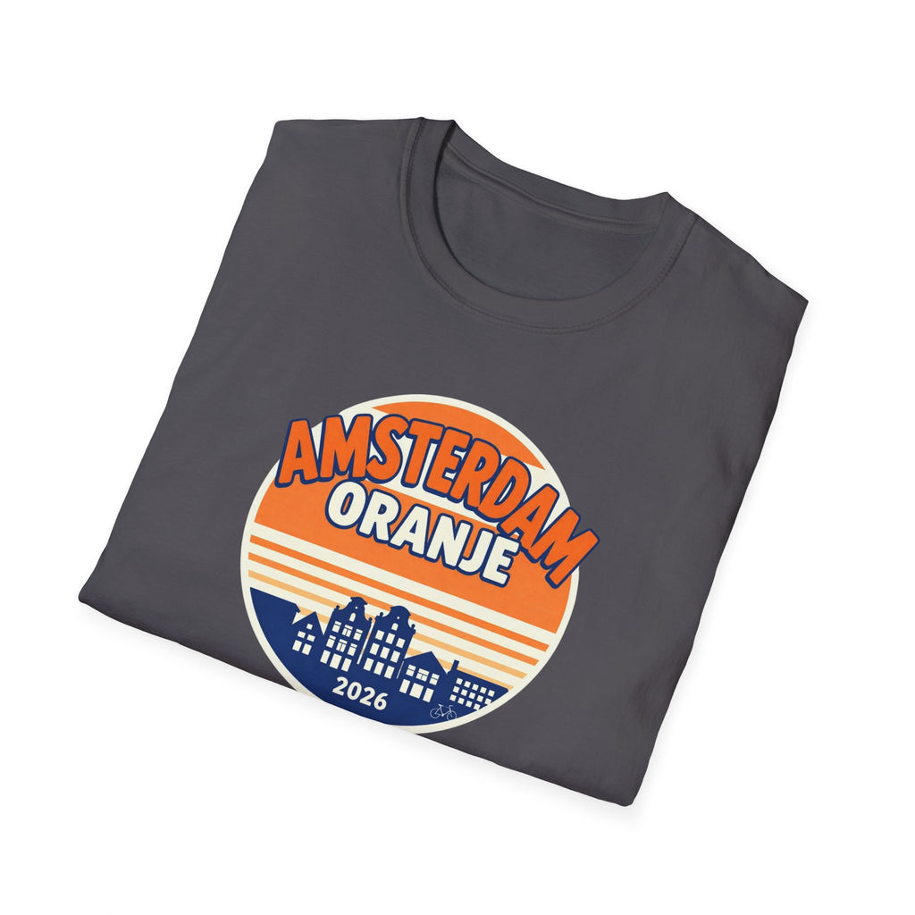 Amsterdam Oranje Vintage Skyline T-Shirt — 2026 Dutch Pride Tee