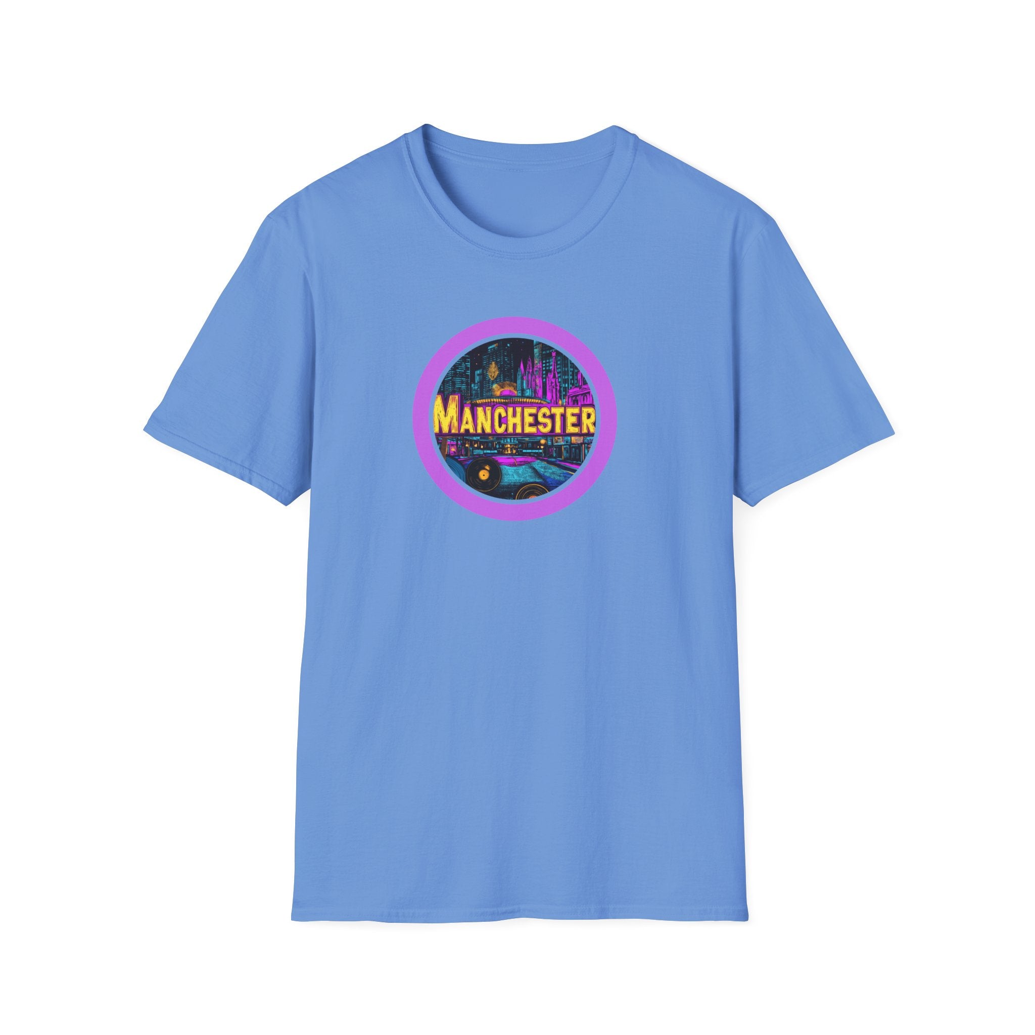 Manchester neon cityscape T-Shirt | retro skyline badge