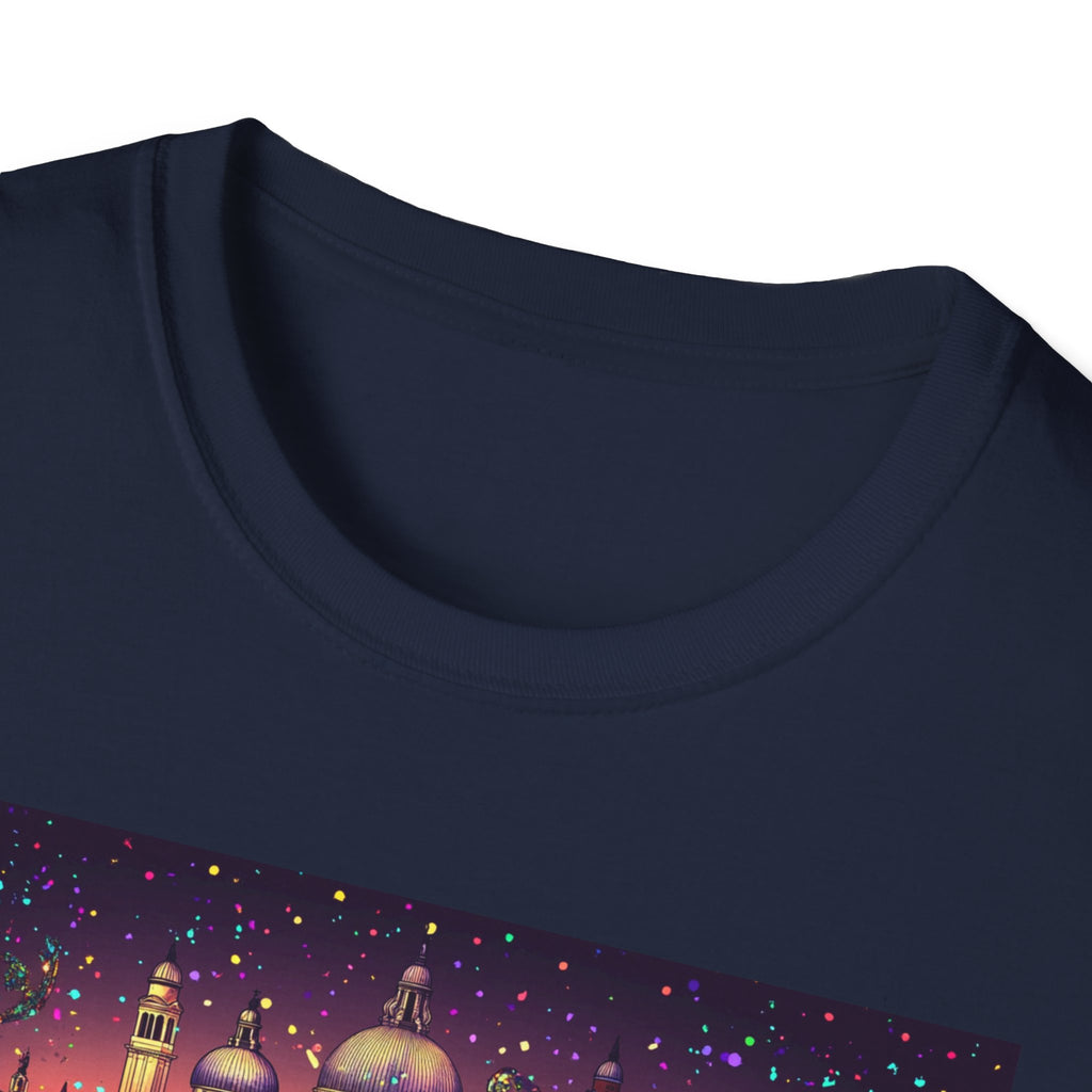Venice skyline text T-Shirt | Venice Italy cityscape, neon travel tee