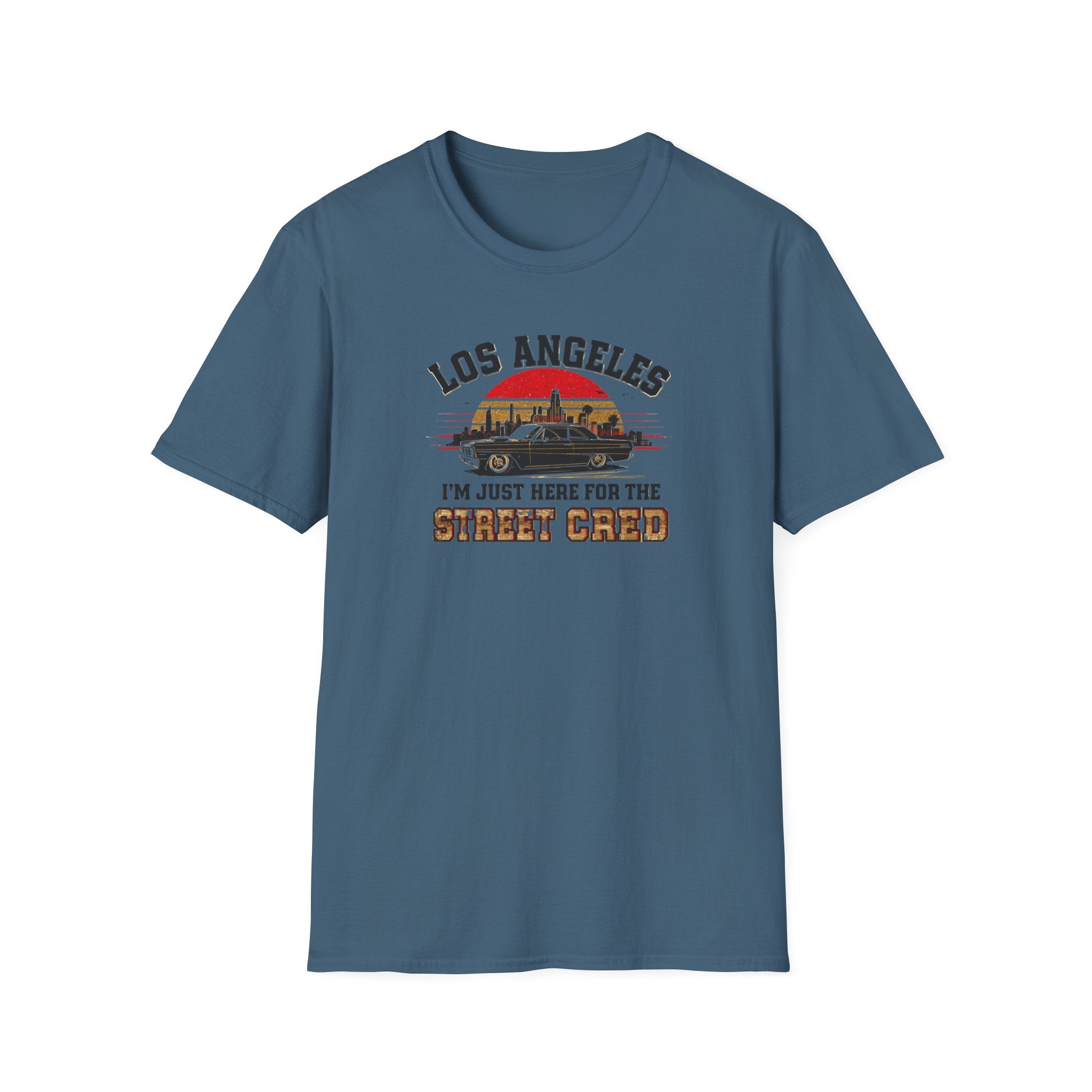 Los Angeles Vintage Sunset T-Shirt — "I’m Just Here for the Street Cred" Car Graphic