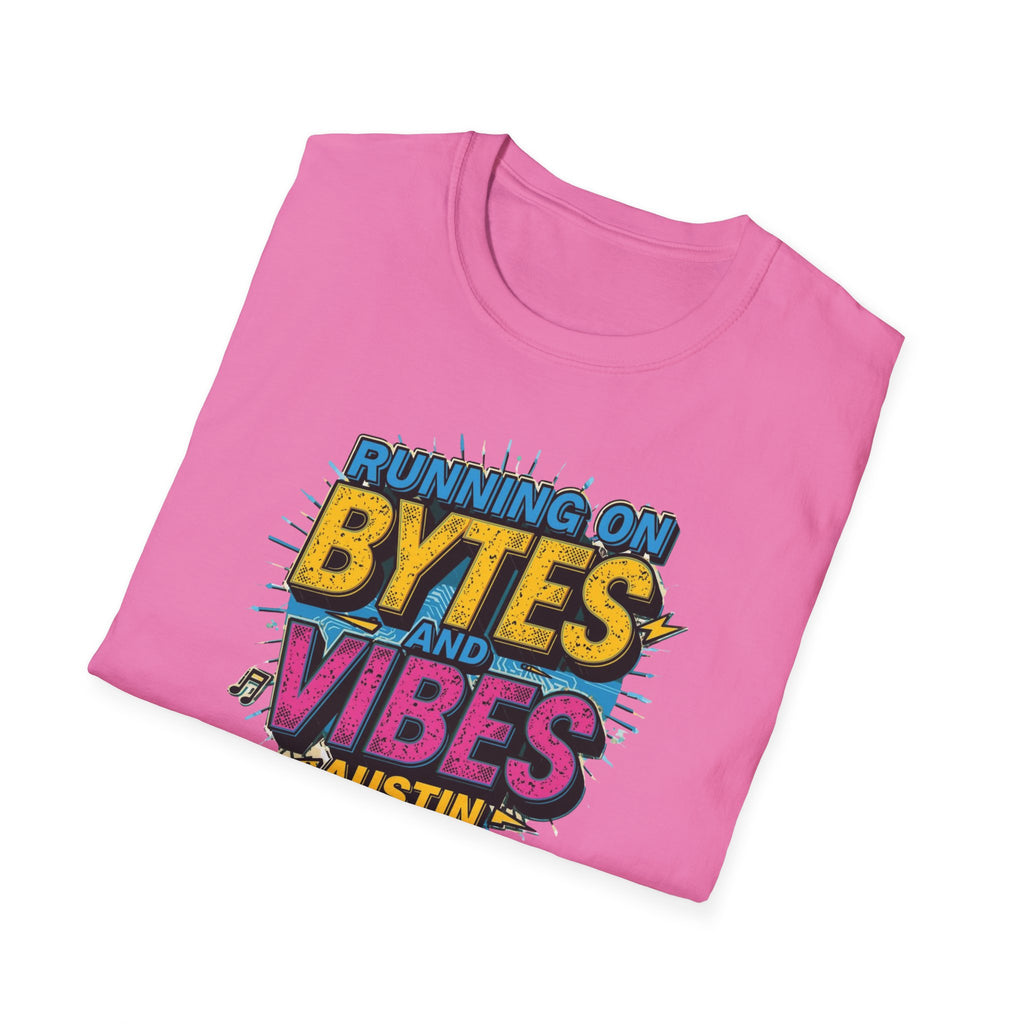 Running on Bytes and Vibes T-Shirt — Austin Retro Tech Graphic Tee