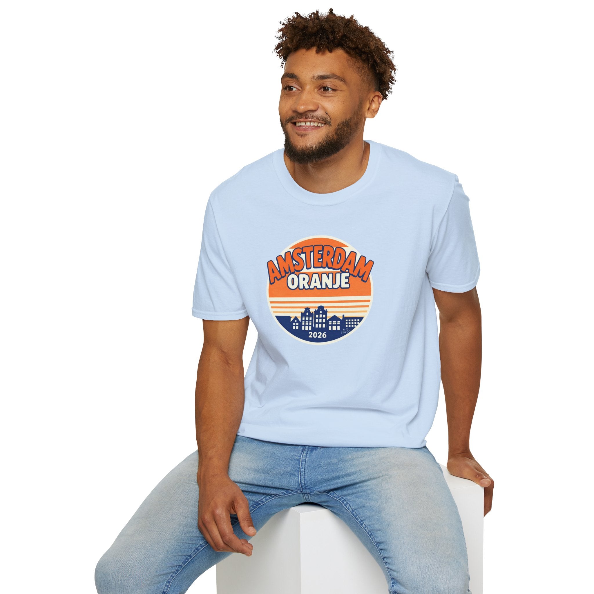Amsterdam Oranje Vintage Skyline T-Shirt — 2026 Dutch Pride Tee
