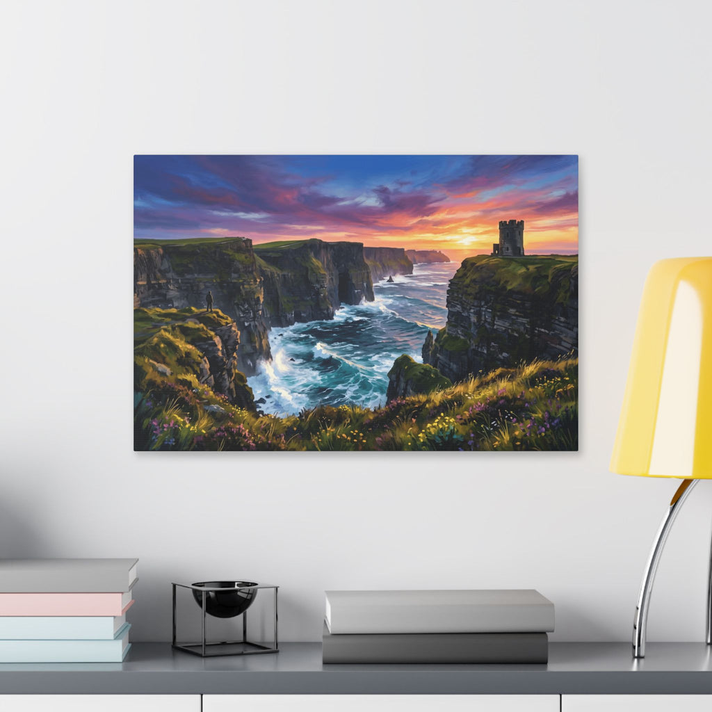 Cliffs of Moher - Ireland - Sunset Canvas Wall Art — Dramatic Coastal Landscape Stretched Canvas