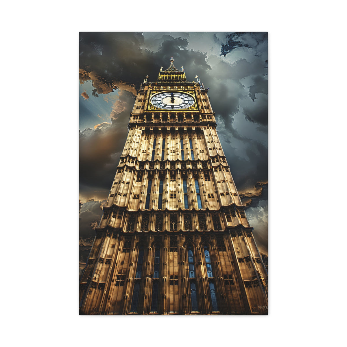 Big Ben London Canvas Wall Art — Dramatic Clock Tower Stretched Canvas